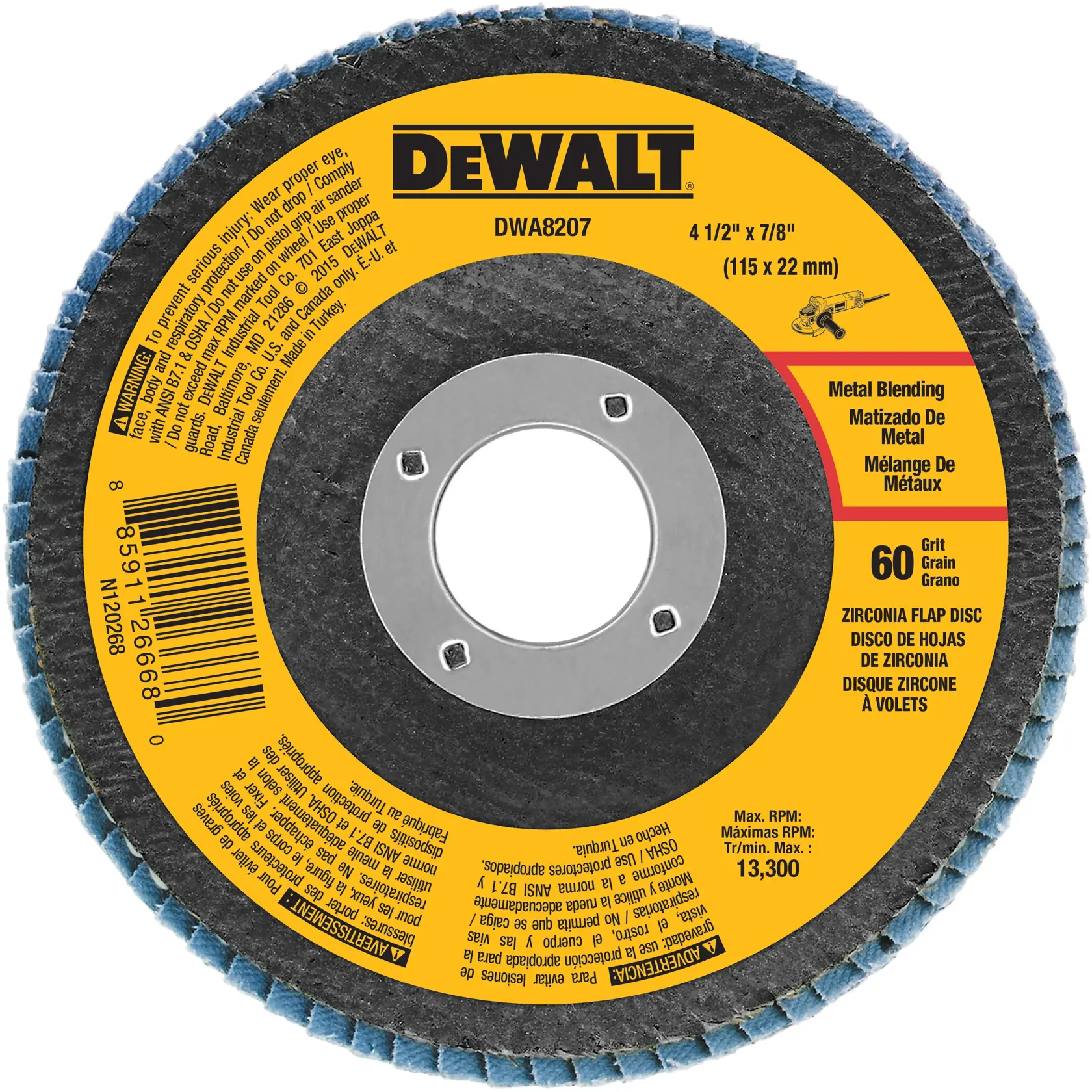 DEWALT® 4-1/2-in. x 7/8-in. Zirconia T29 Flap Disc (60 Grit)