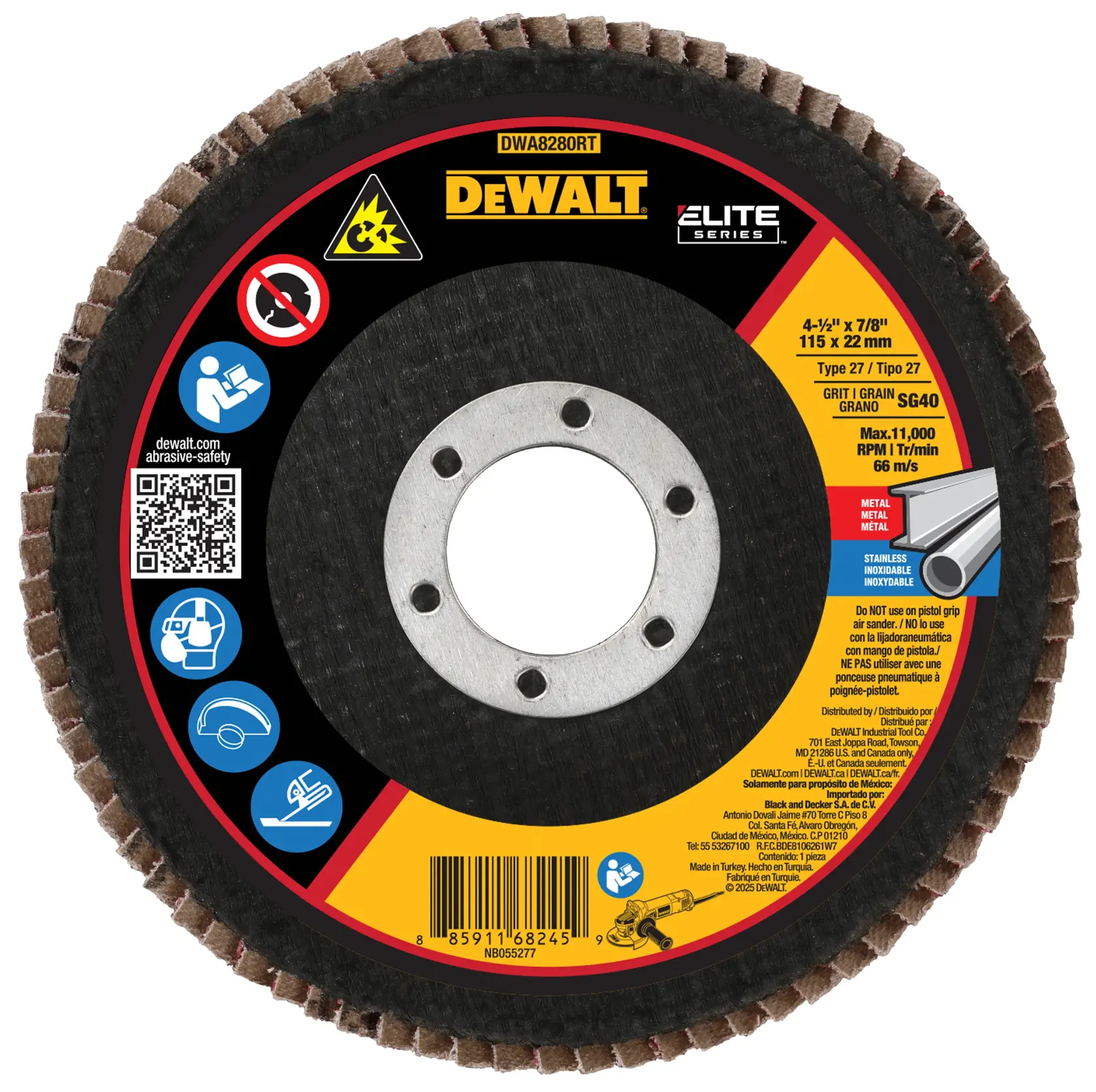 ELITE SERIES Flap Disc laying flat on surface with label side up