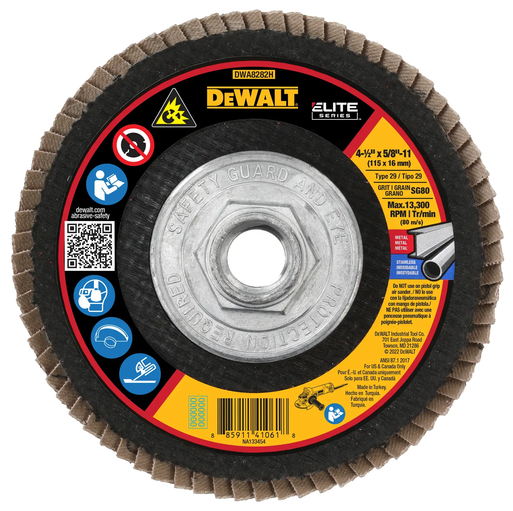DEWALT® 4-1/2-in. x 7/8-in. 40G T29 ELITE CER FLAP DISC