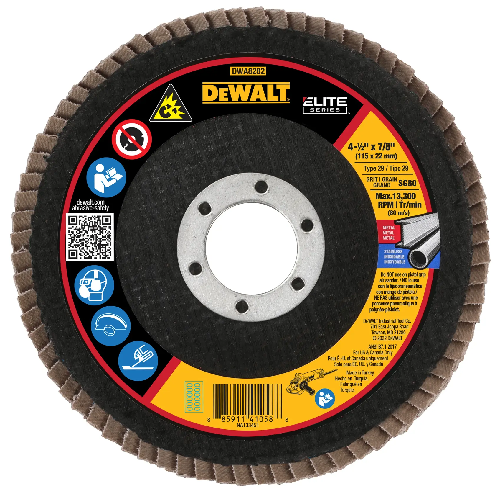 DEWALT® 4-1/2-in. x 7/8-in. 80g T29 ELITE Ceramic Flap Disc
