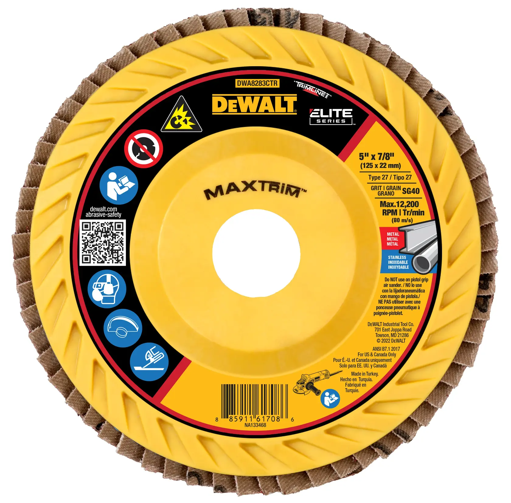 Profile of 5 inch XP Ceramic MAXTRIM Trimmable Flap Disc.