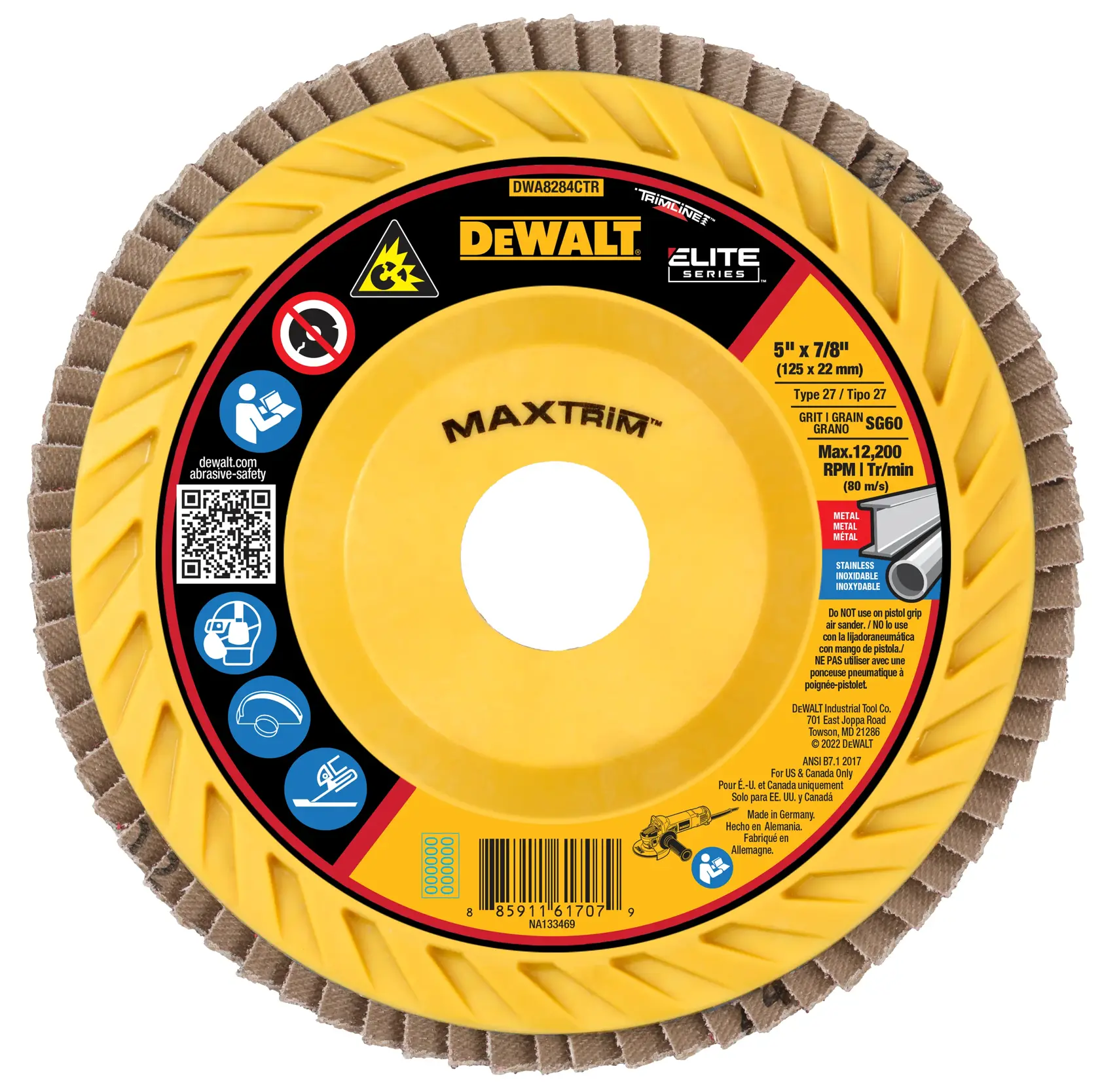 Profile of 5 inch XP Ceramic MAXTRIM Trimmable Flap Disc.