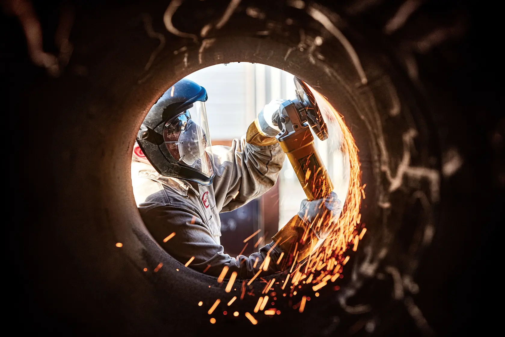 X P ceramic flap discs type 27 being used by a person to weld.