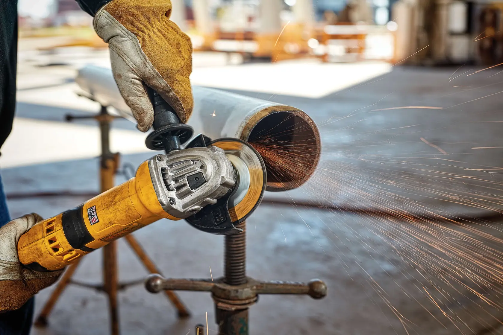 XP ceramic metal grinding wheel Type 27 being used by a person.