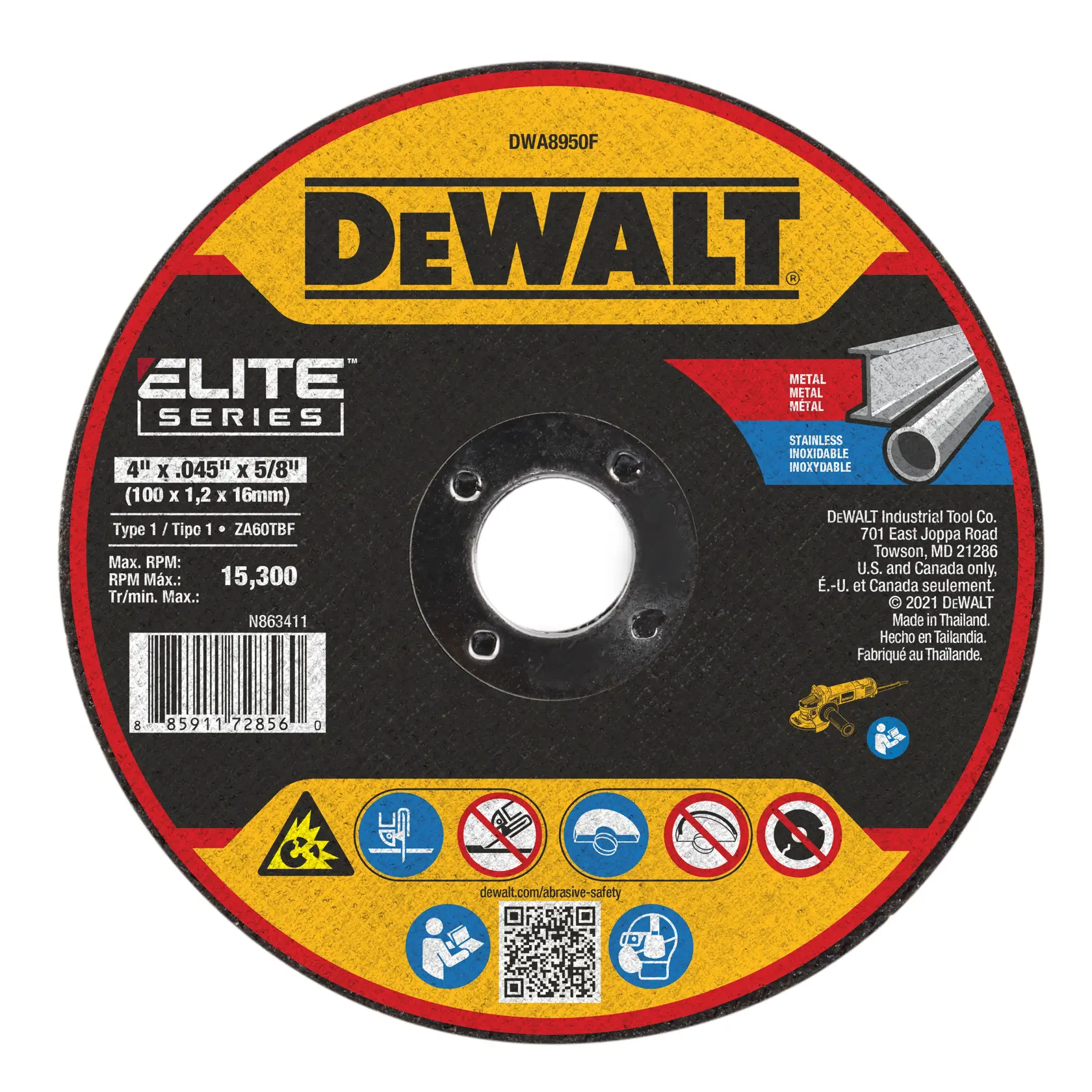 DEWALT® ELITE SERIES™ 4-in. x .045-in. x 5/8-in. T1 Ceramic Cut-Off Wheel