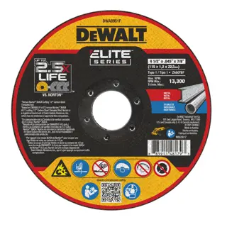 DEWALT® ELITE SERIES™ 4-1/2-in. x .045-in. x 7/8-in. T1 Ceramic Cut-Off Wheel