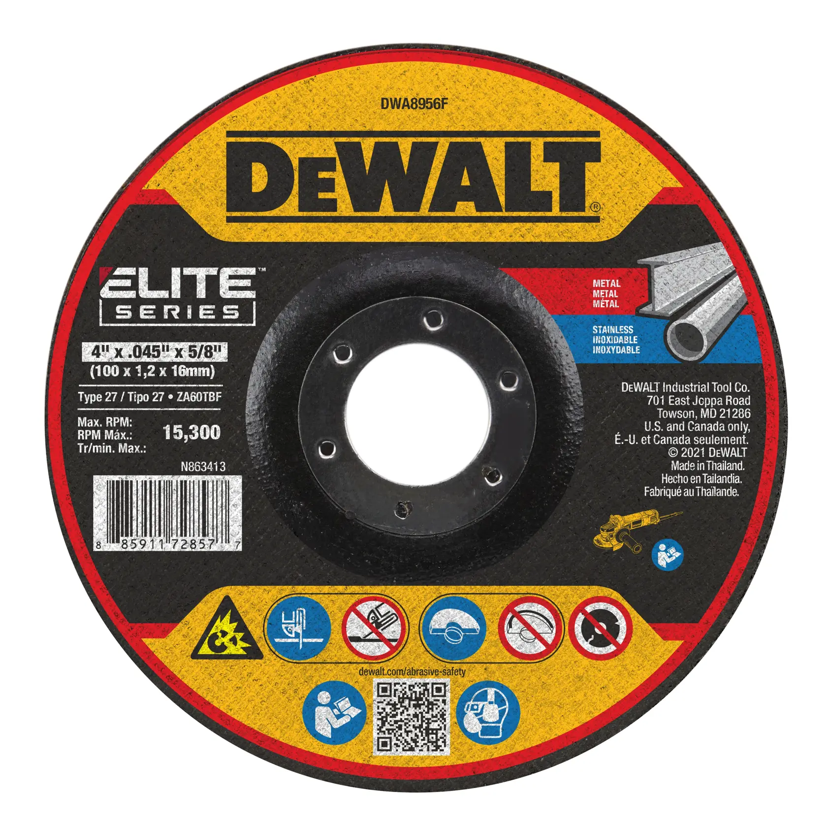 DEWALT® ELITE SERIES™ 4-in. x .045-in. x 5/8-in. T27 Ceramic Cut-Off Wheel