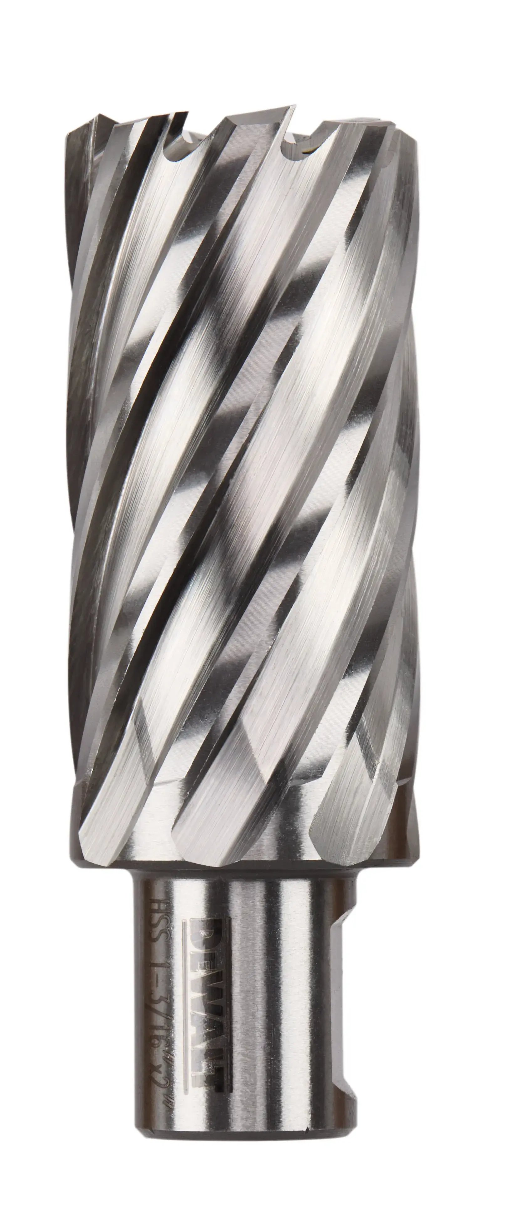 Profile of 1 and 3 sixteenths by 2 inch high speed steel annular cutter.