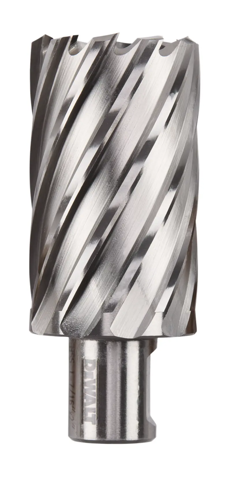 Profile of 1 and 7 sixteenths by 2 inch high speed steel annular cutter.