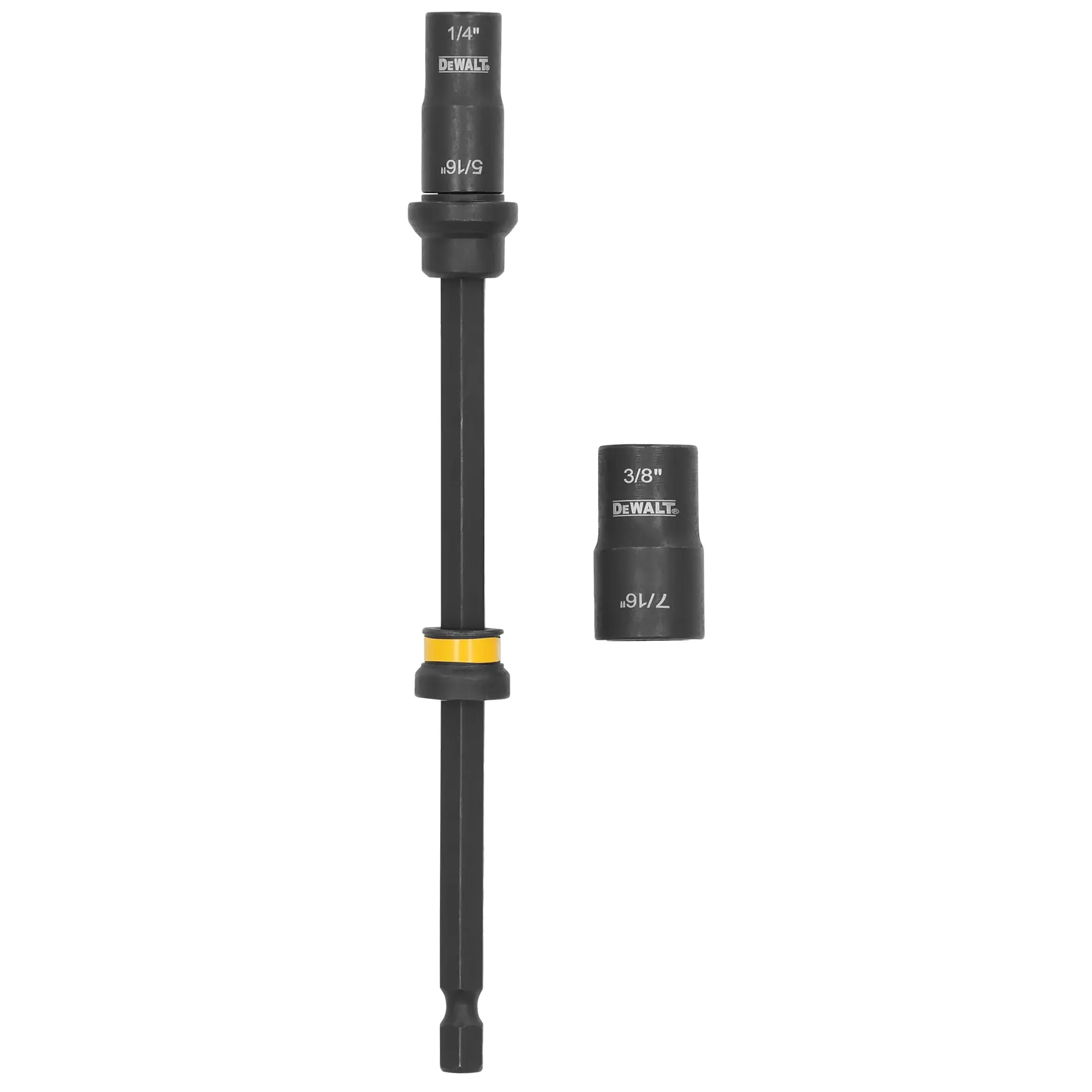 Vertical Separate DeWalt DWADENDEXT-2 2: 6“ Double Ended Nut Driver SAE ¼+5/16 & 3/8+7/16