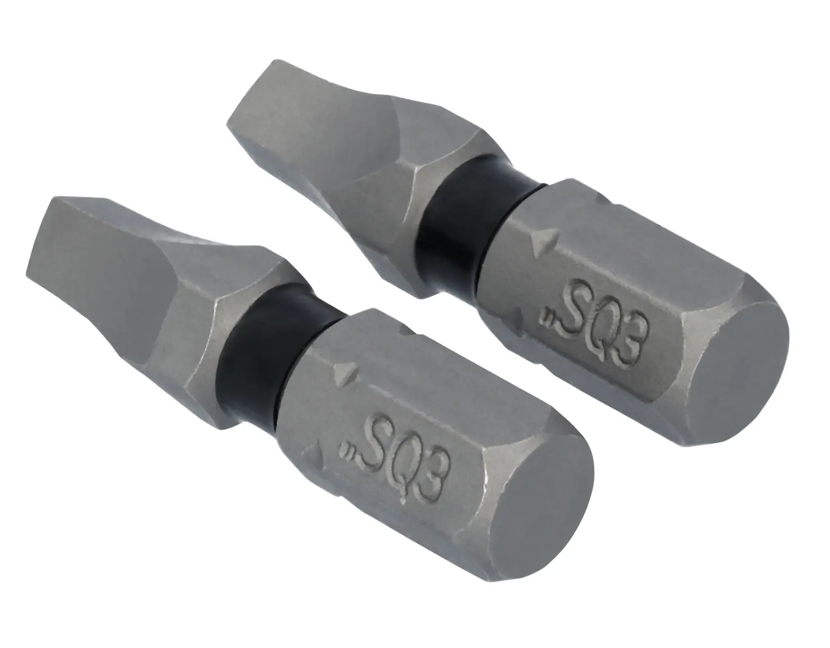 Two DEWALT branded square drive screwdriver bits, size SQ3, shown side by side on a white background.