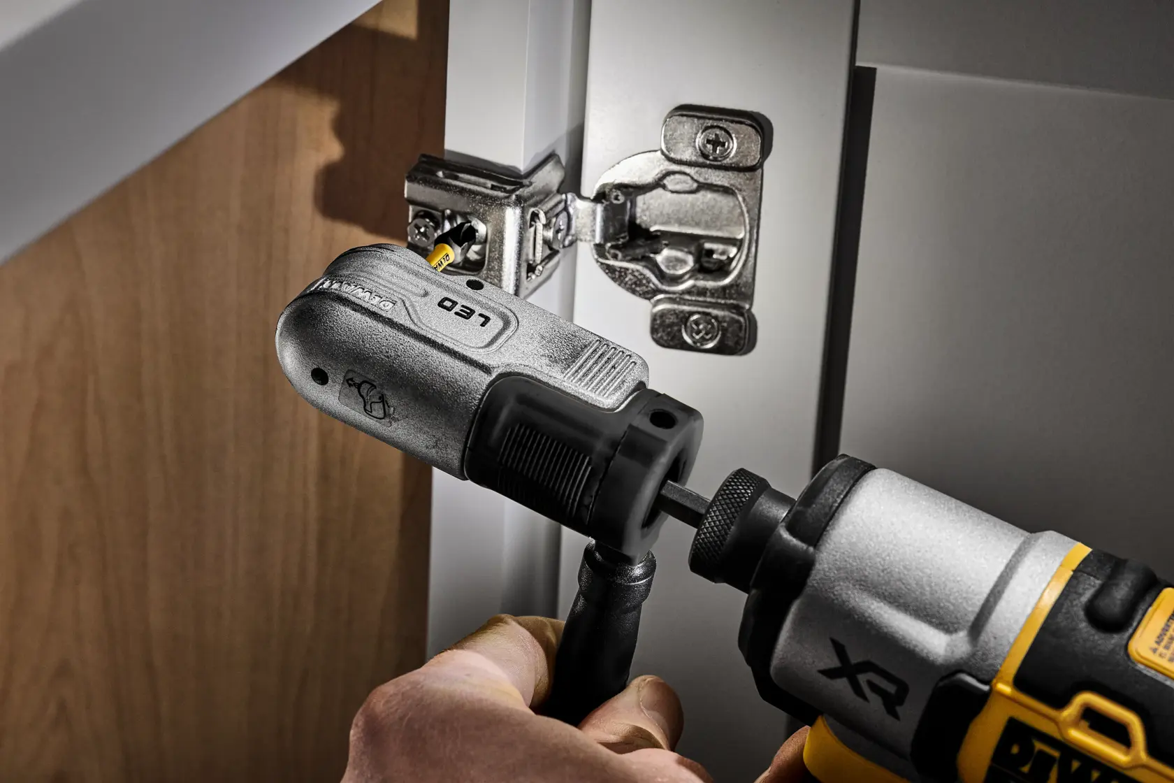 FLEXTORQ Lighted Right Angle fastening application  on cabinet