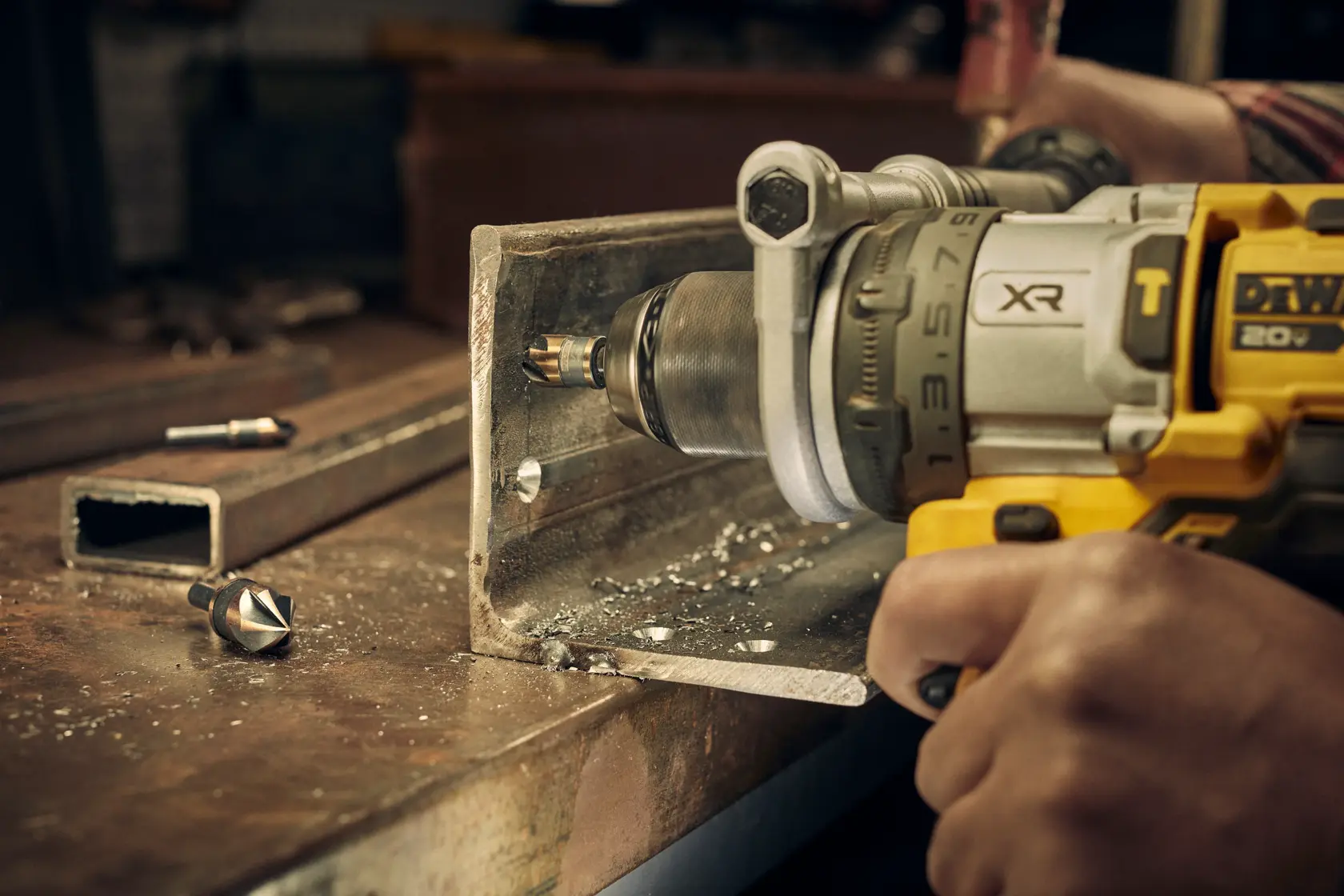 DEWALT® Metal Countersink drilling into a piece of metal