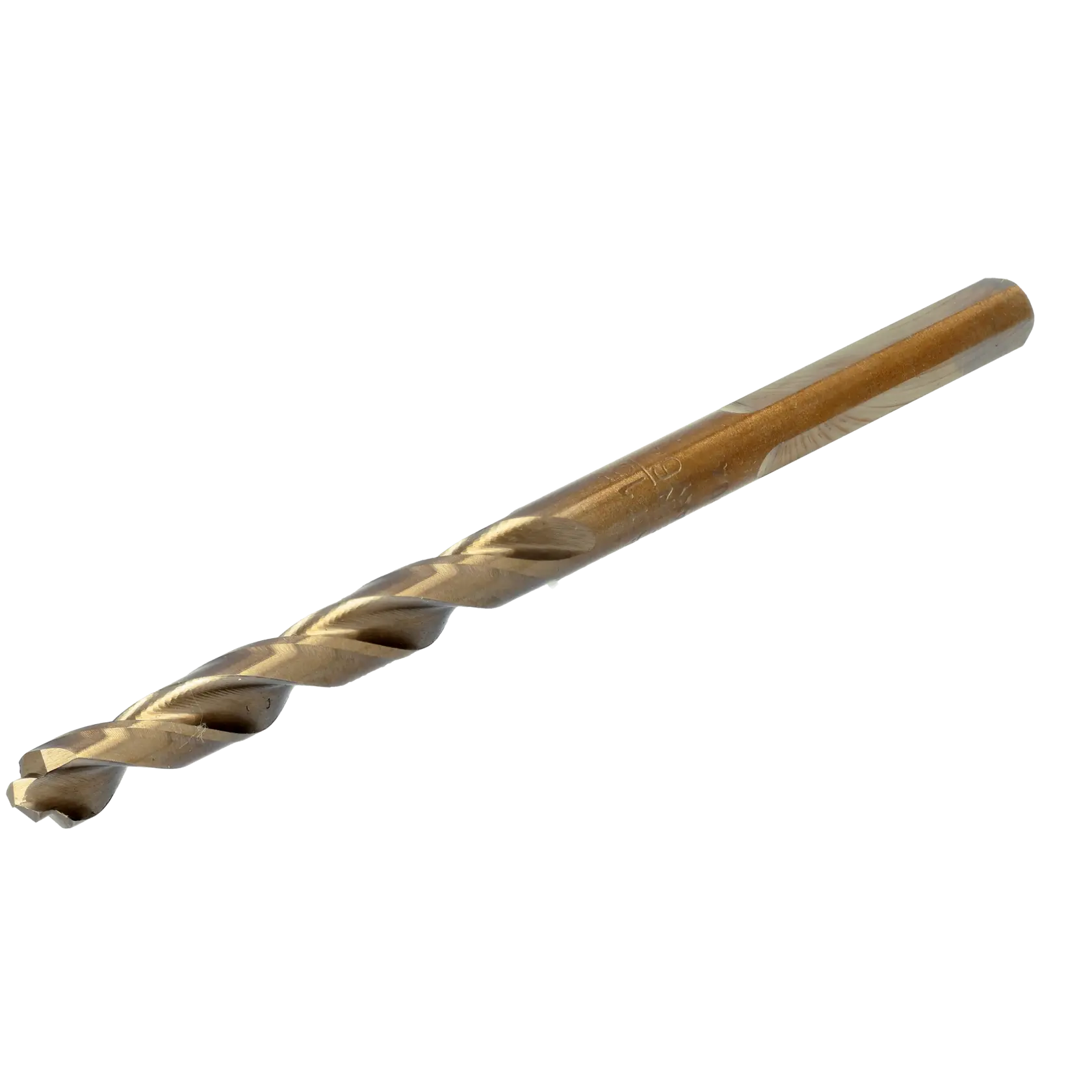 A single metal drill bit with a spiral flute and a straight shank, shown against a white background.