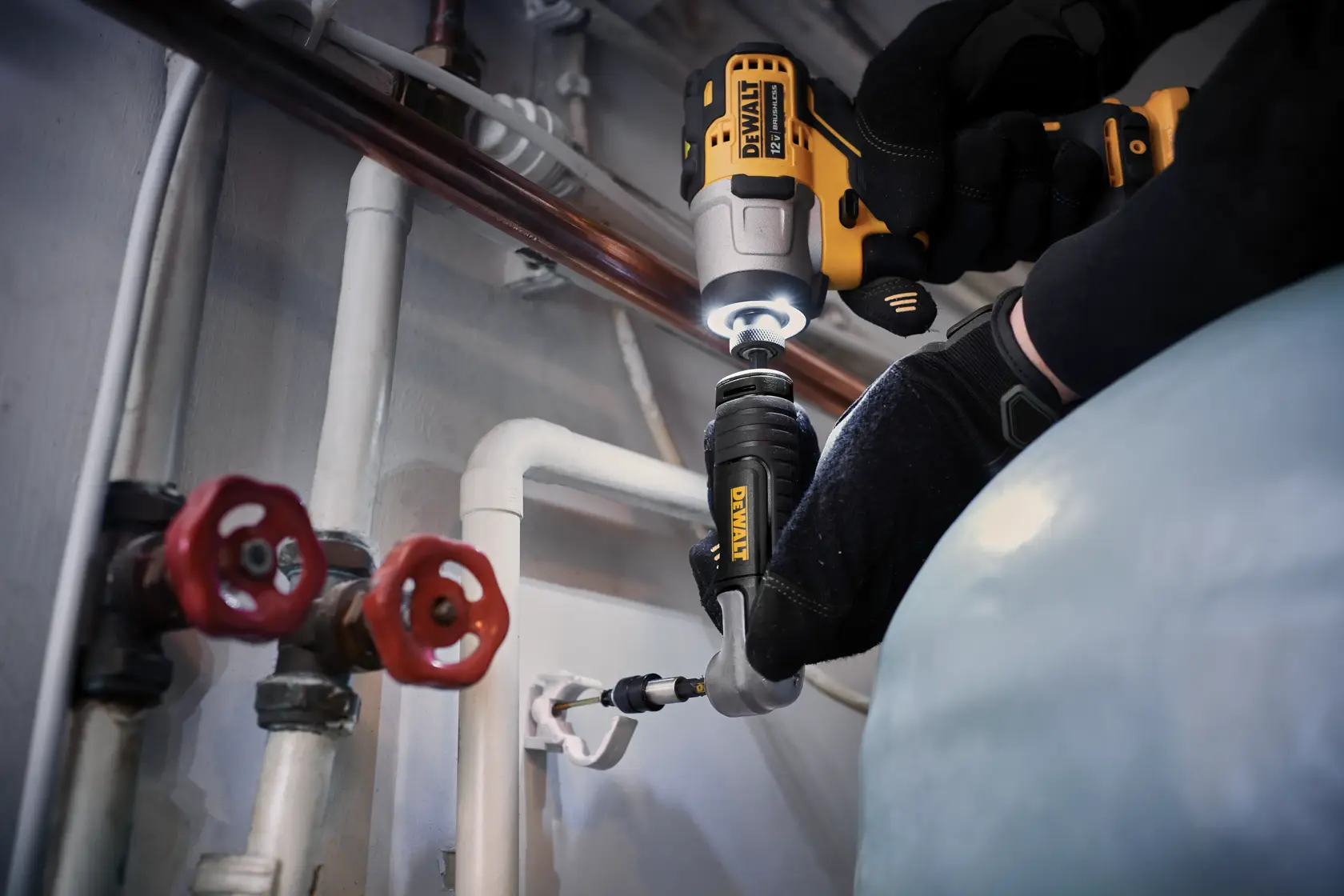 DEWALT® FLEXTORQ Right Angle Drill Adaptor, FLEXTORQ, 4-In-1 System, Compact, Straight Flexible Shaft, 12-in.