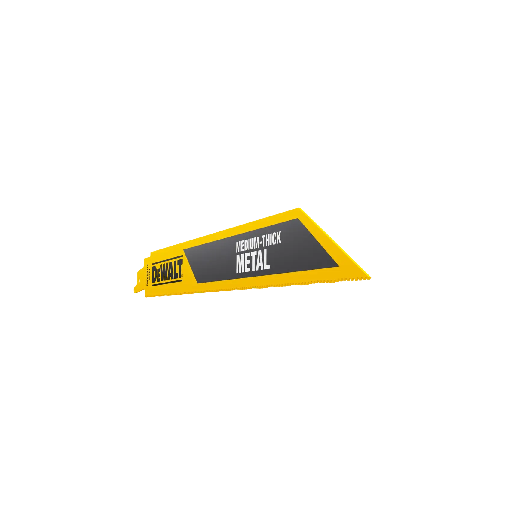 DEWALT reciprocating saw blade for medium-thick metal, yellow and black color, model DWAR9114.