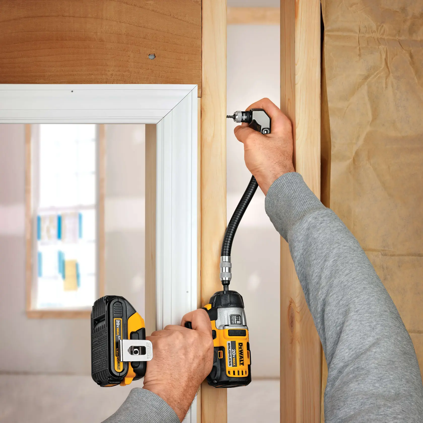 Bit holders being used by a person to drill.