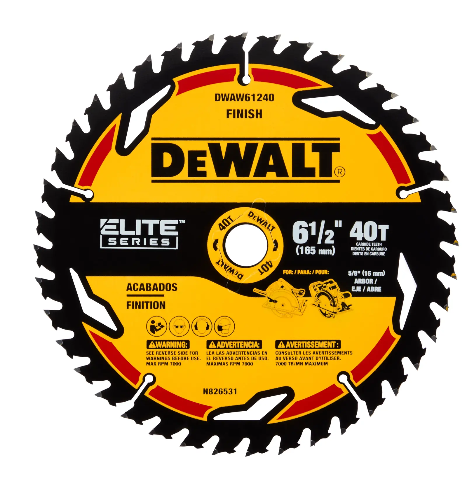 DEWALT® ELITE SERIES™ 6-1/2-in. Circular Saw Blade (40 Tooth)