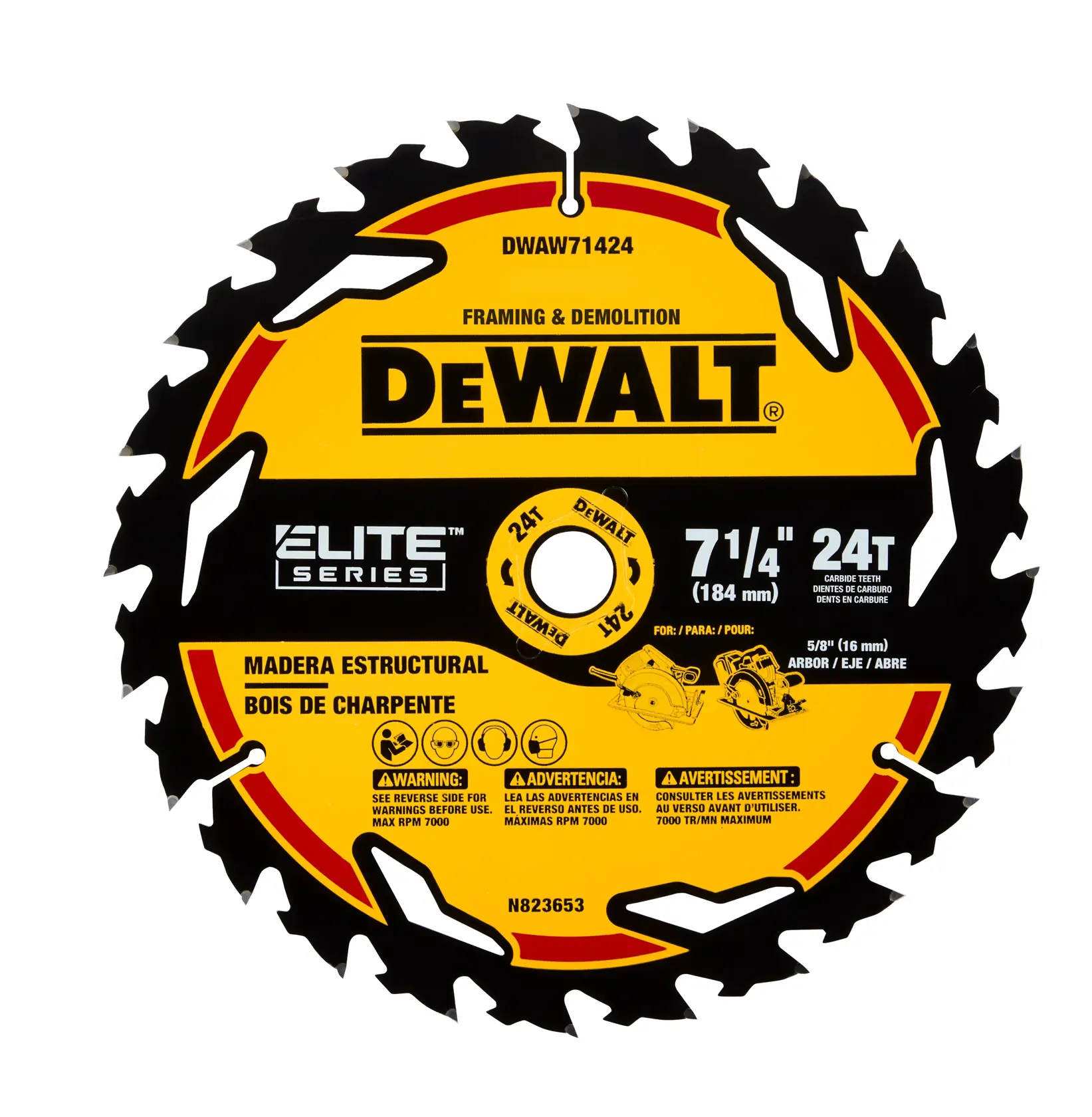 DEWALT® ELITE SERIES™ 7-1/4-in. 24T Circular Saw Blade
