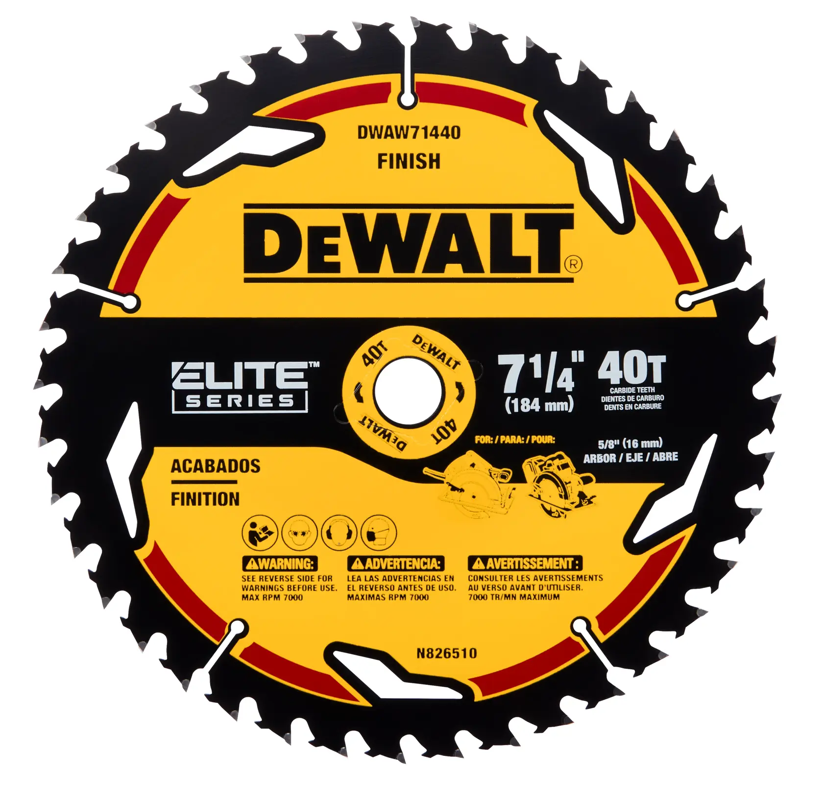 DEWALT® ELITE SERIES 7-1/4-in. (178mm) 40 Tooth Circular Saw Blade