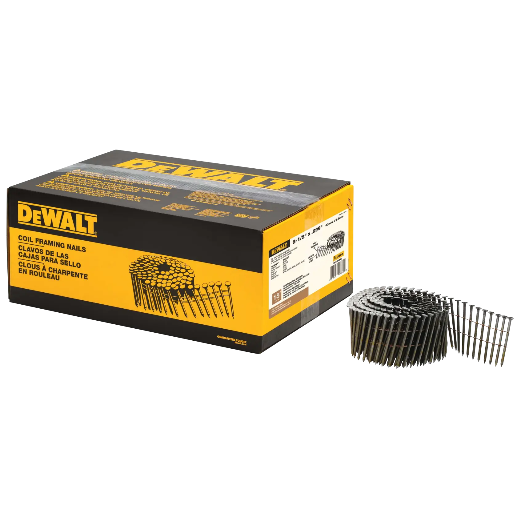 DEWALT® 2-1/2-in. x 0.099-in. 15 Degree Smooth Brite Coil Nails (3600-Pack)