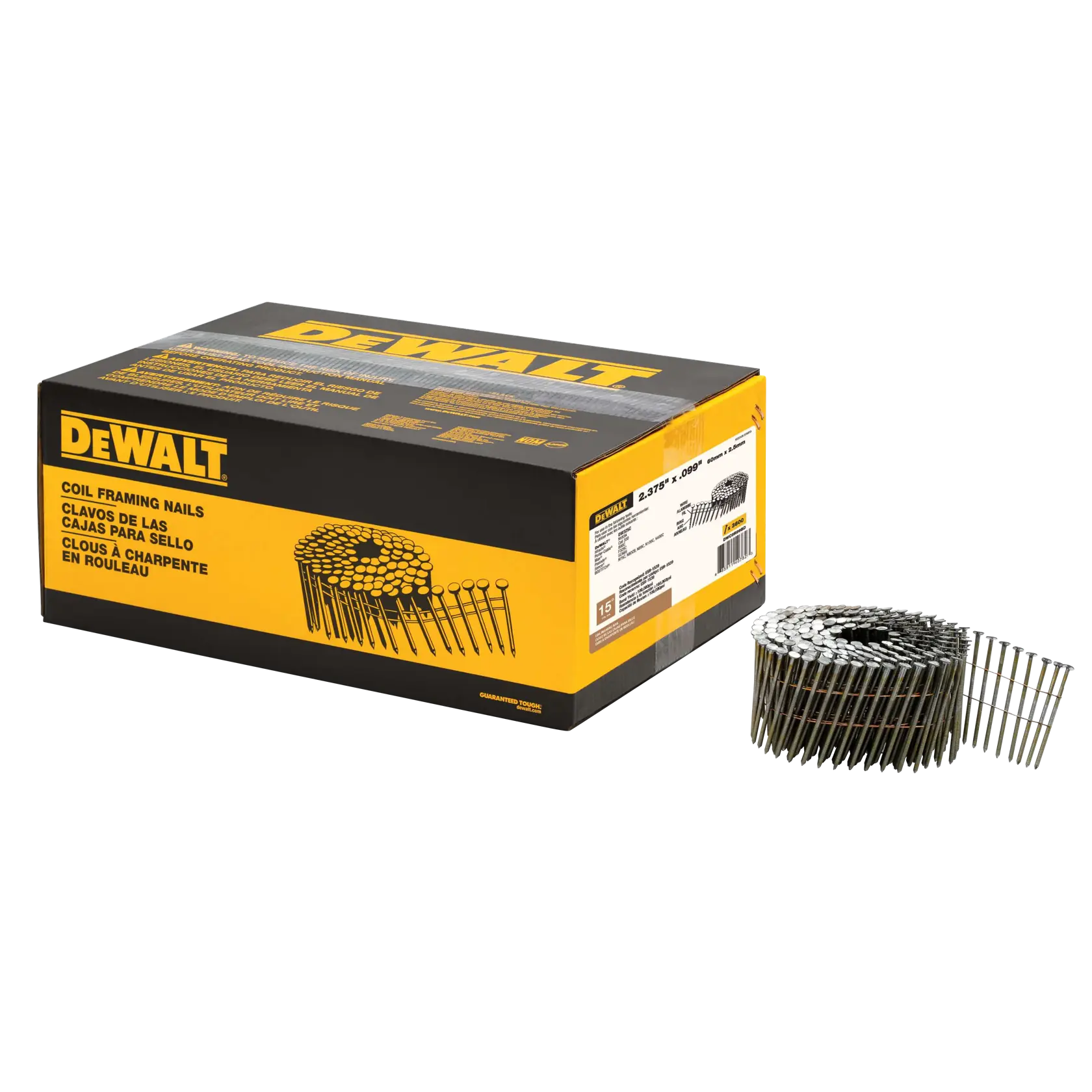 DEWALT® 2-3/8-in. x 0.099-in. 15 Degree Ring Brite Coil Nails (3600-Pack)
