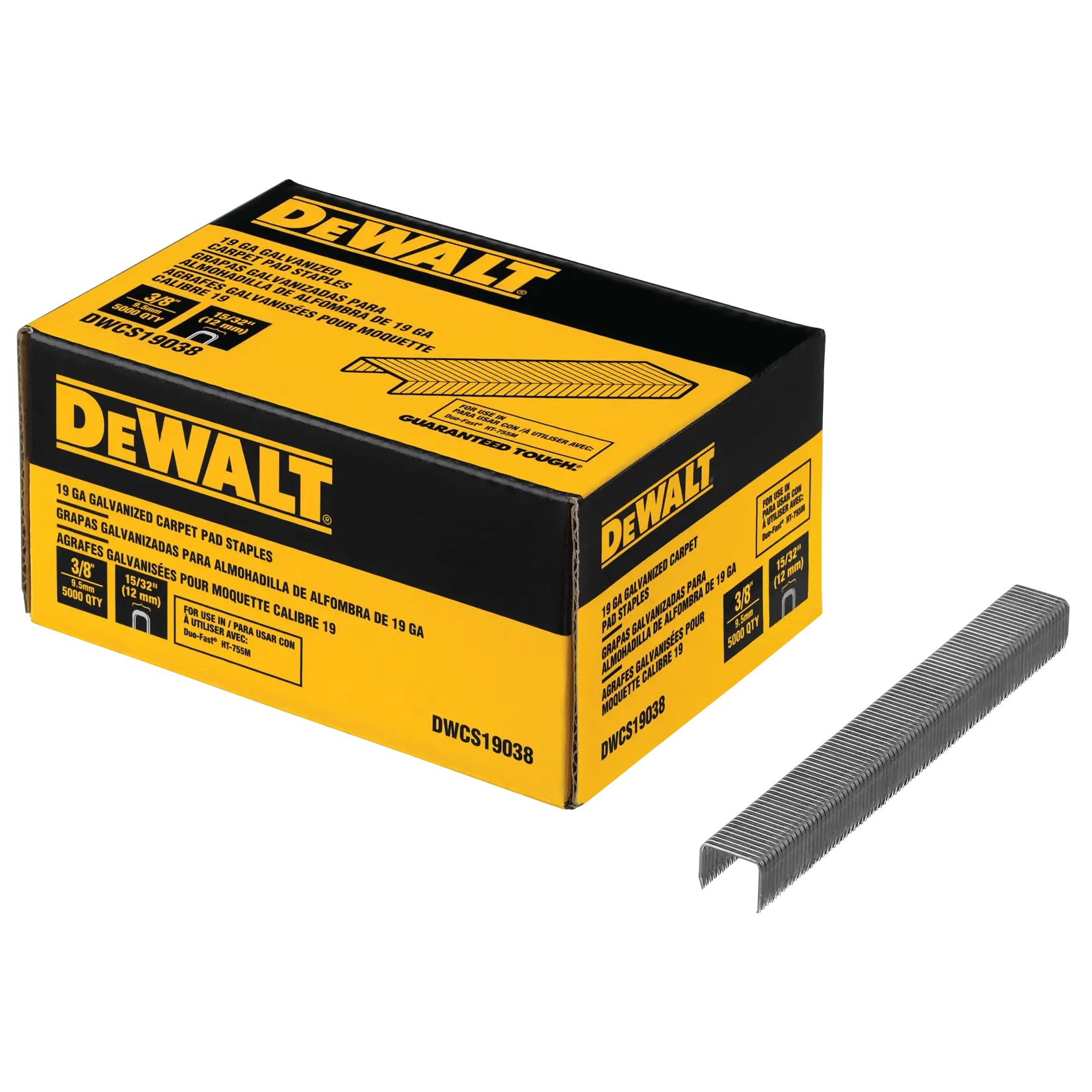 Carpet pad staples with packaging.