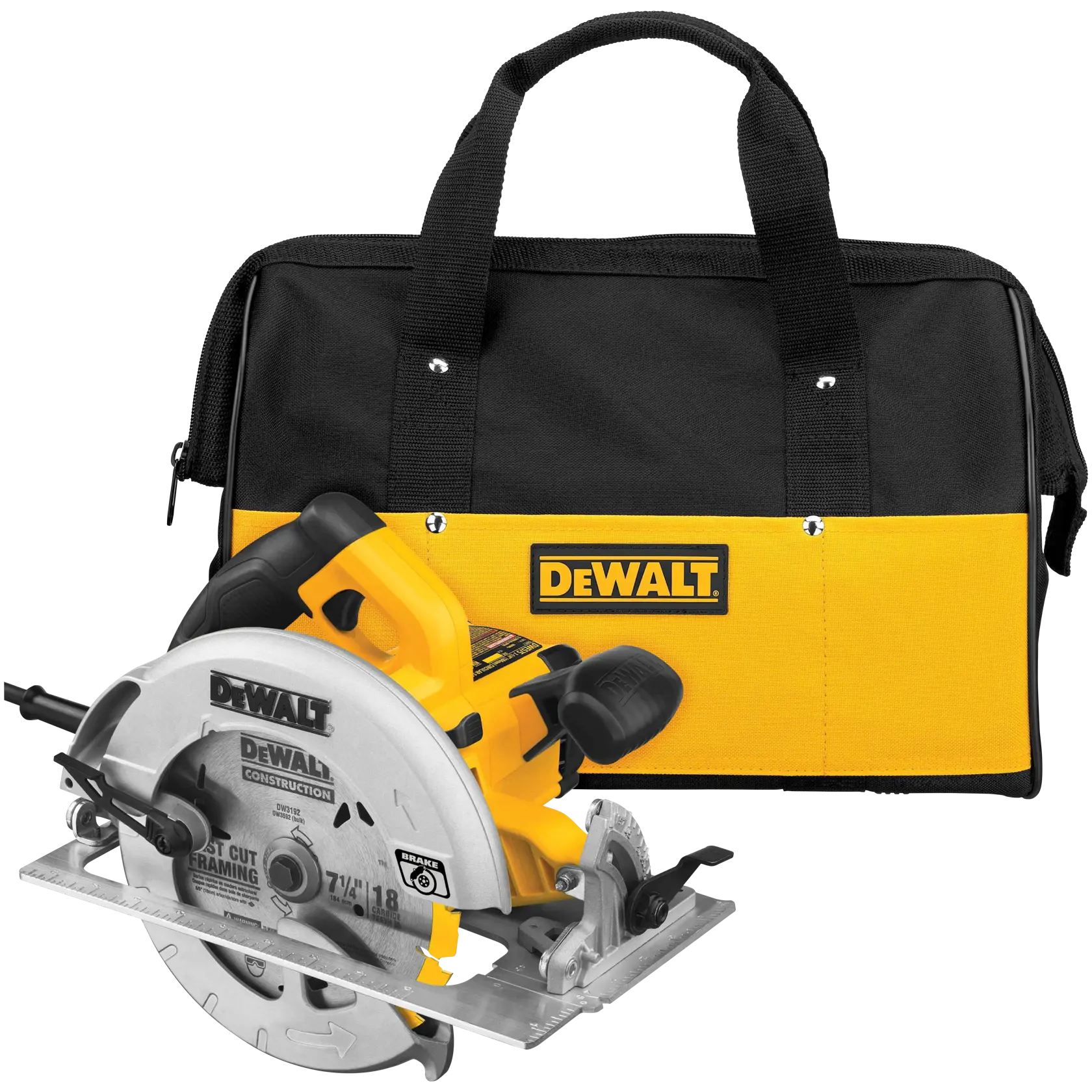 7 and one quarter inch lightweight circular saw sawing through a long wooden board.