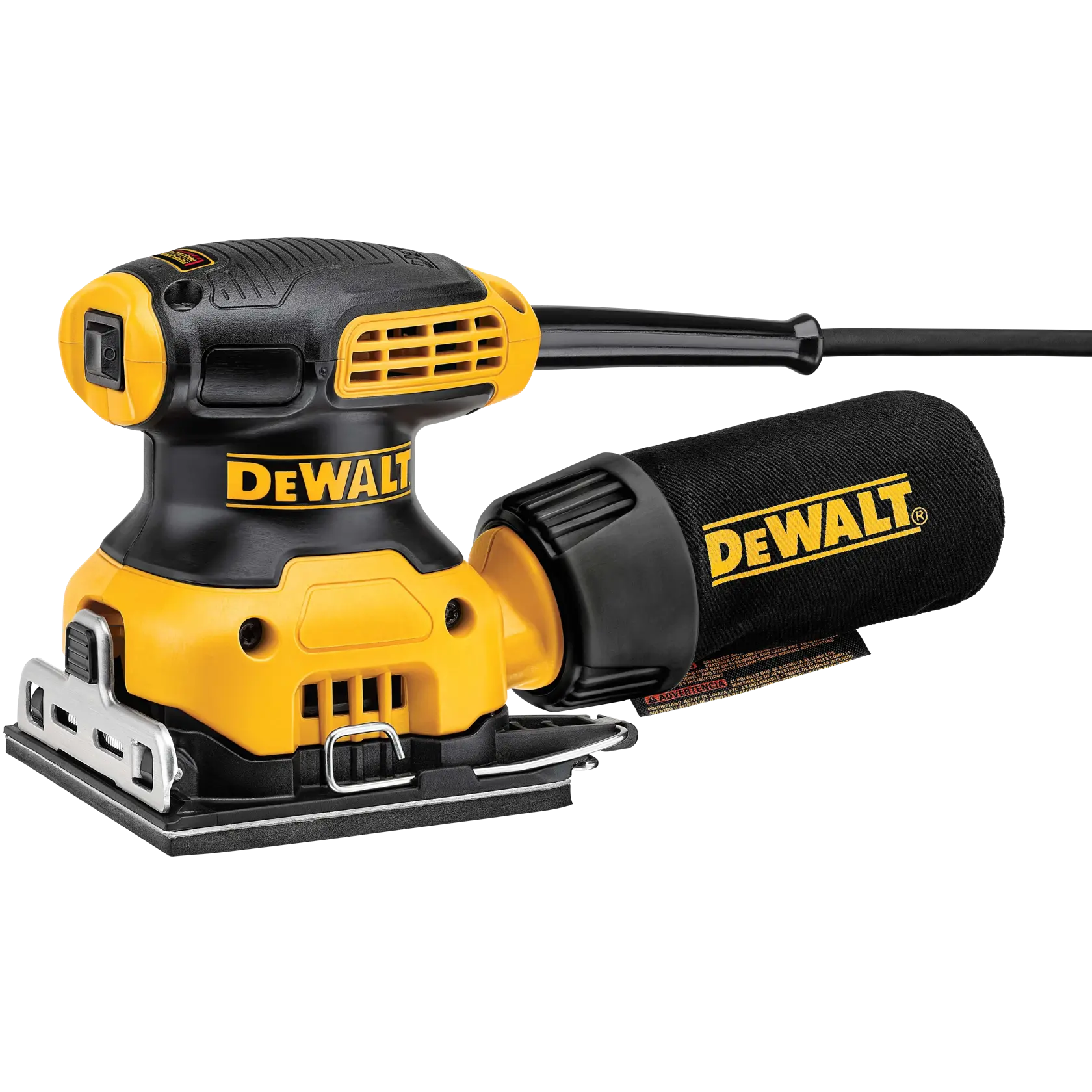 One quarter inch sheet palm grip sander in action on a sheet of wood.