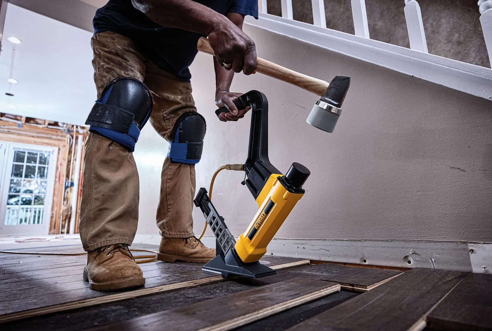 2 in 1 and Flooring tool installing floor.