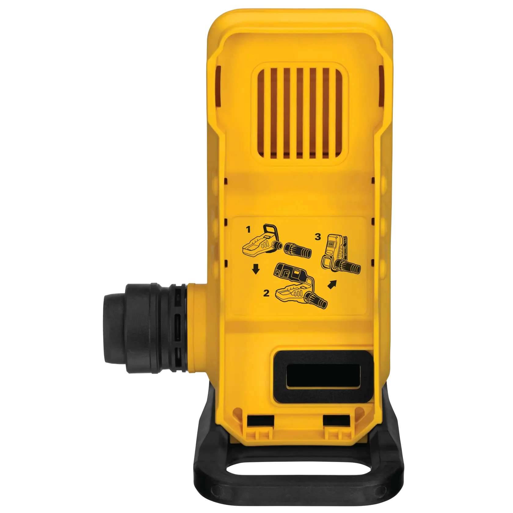 Back view of Slotted Drive Shaft rotary hammer dust box evacuator.