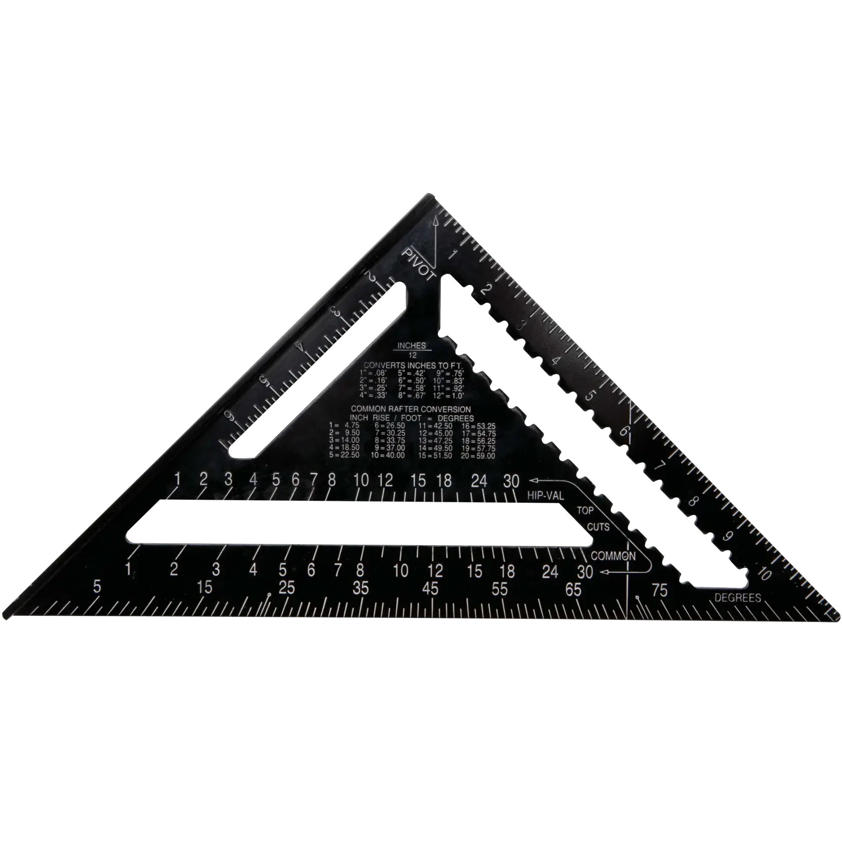 Backside of 12 inch Premium Rafter Square.