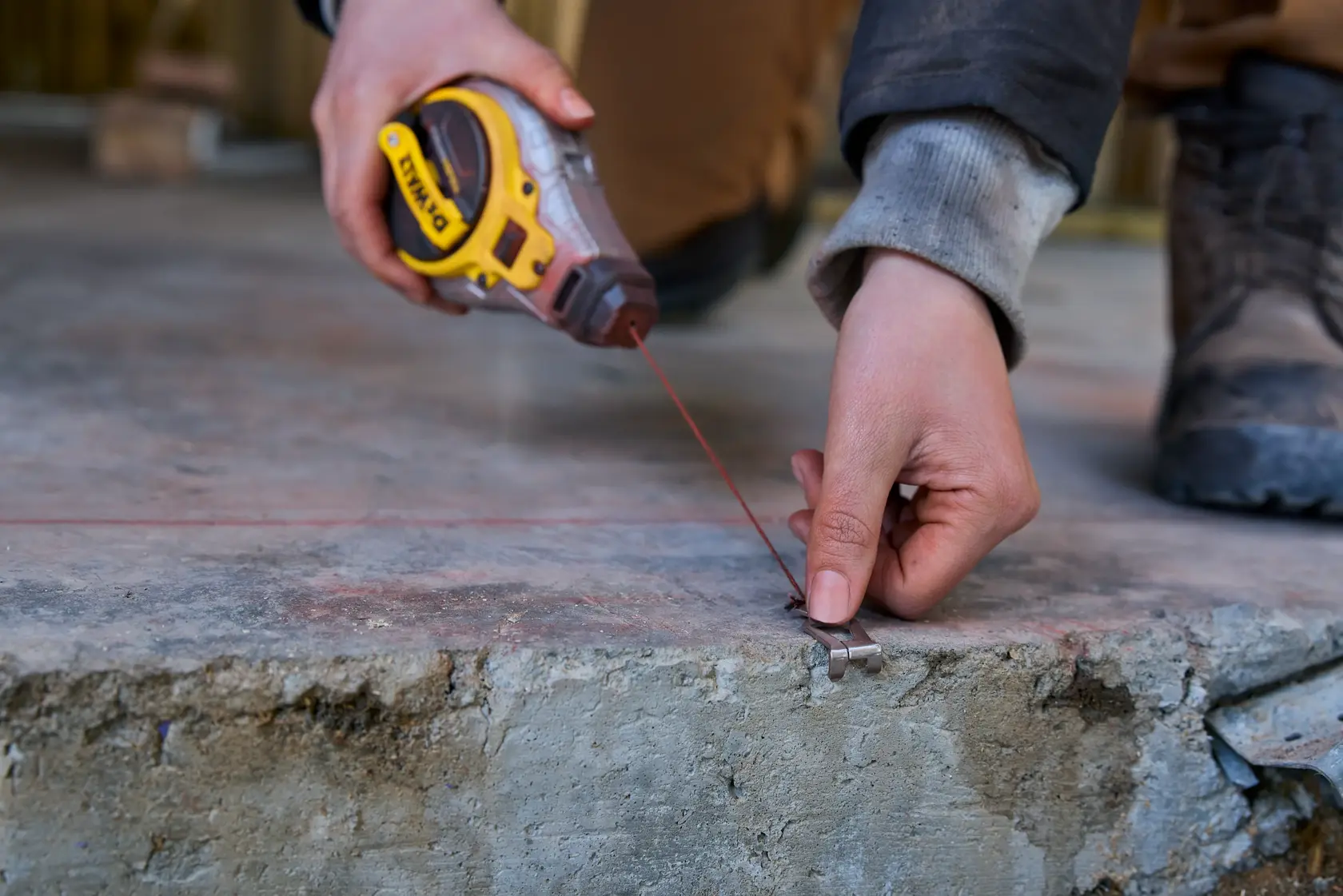 chalk reel being set 