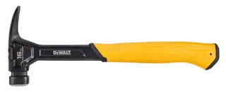 Profile of 16 ounce steel rip claw nailing hammer.