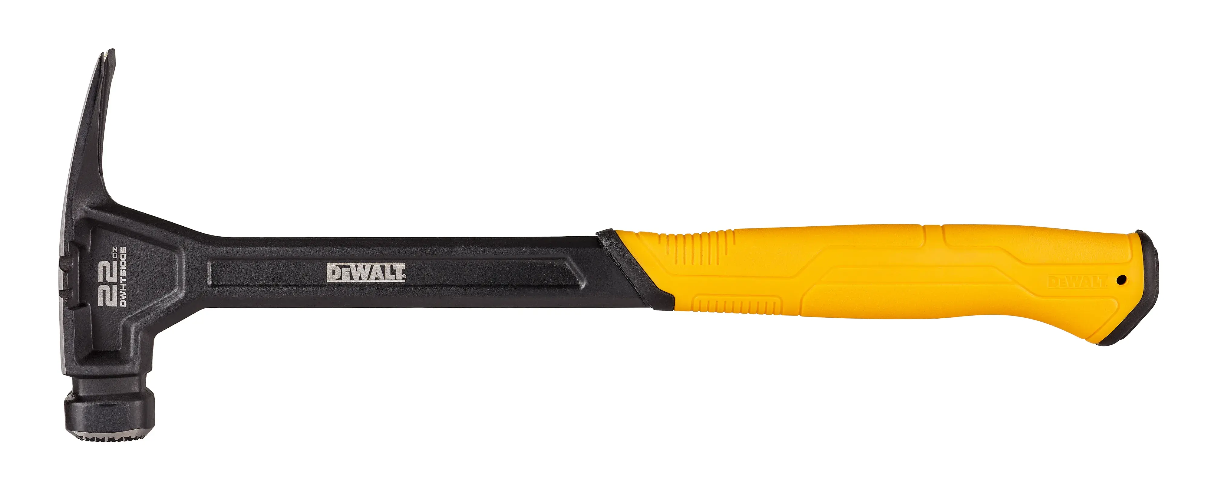 Left profile of 22 ounce steel framing hammer.