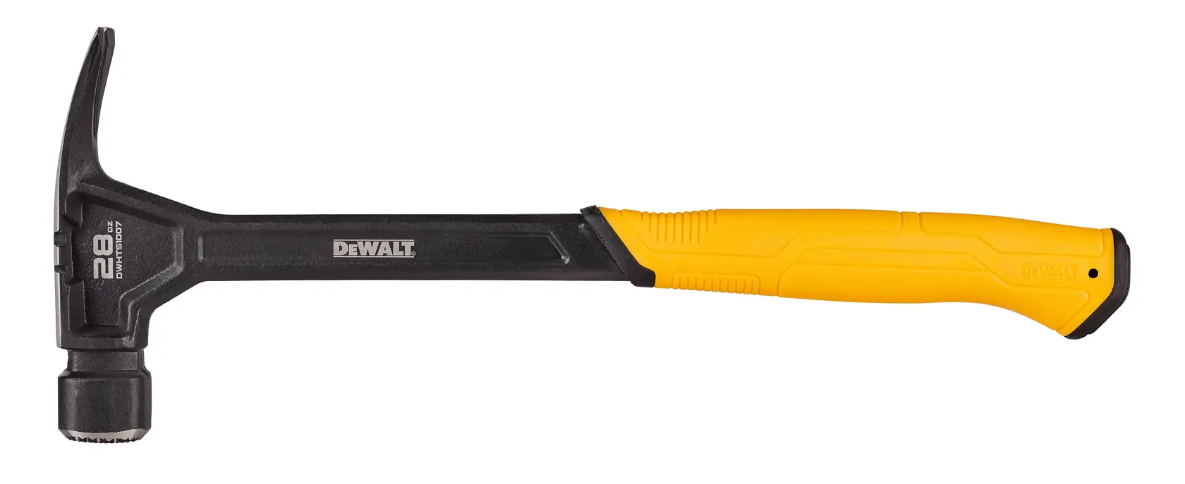 Profile of a 28 ounce steel framing hammer