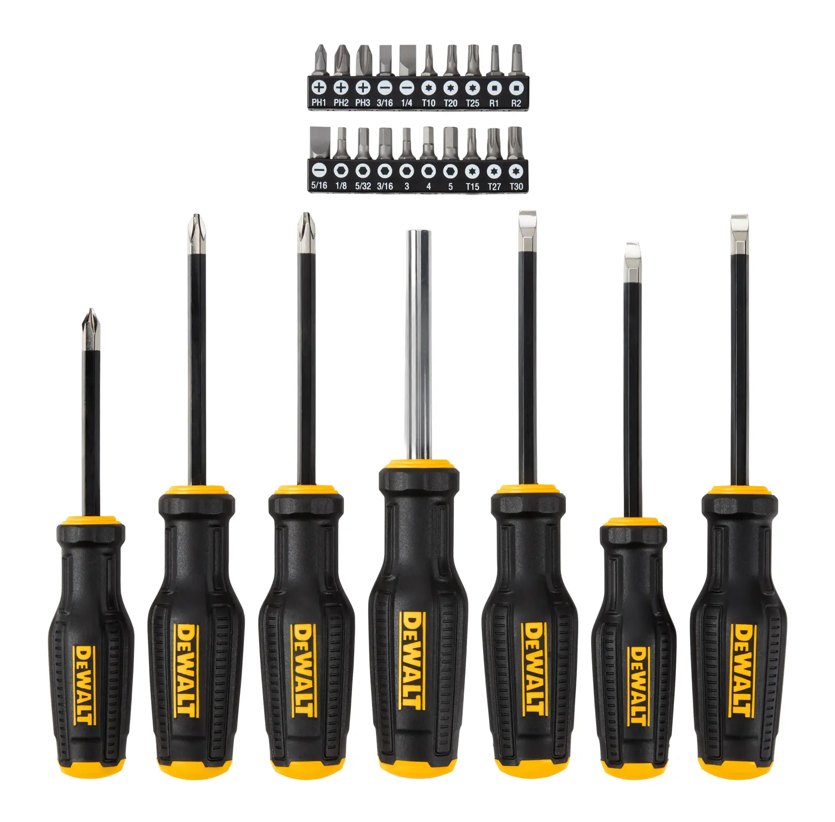 Screwdriver Set displaying the different screwdriver types