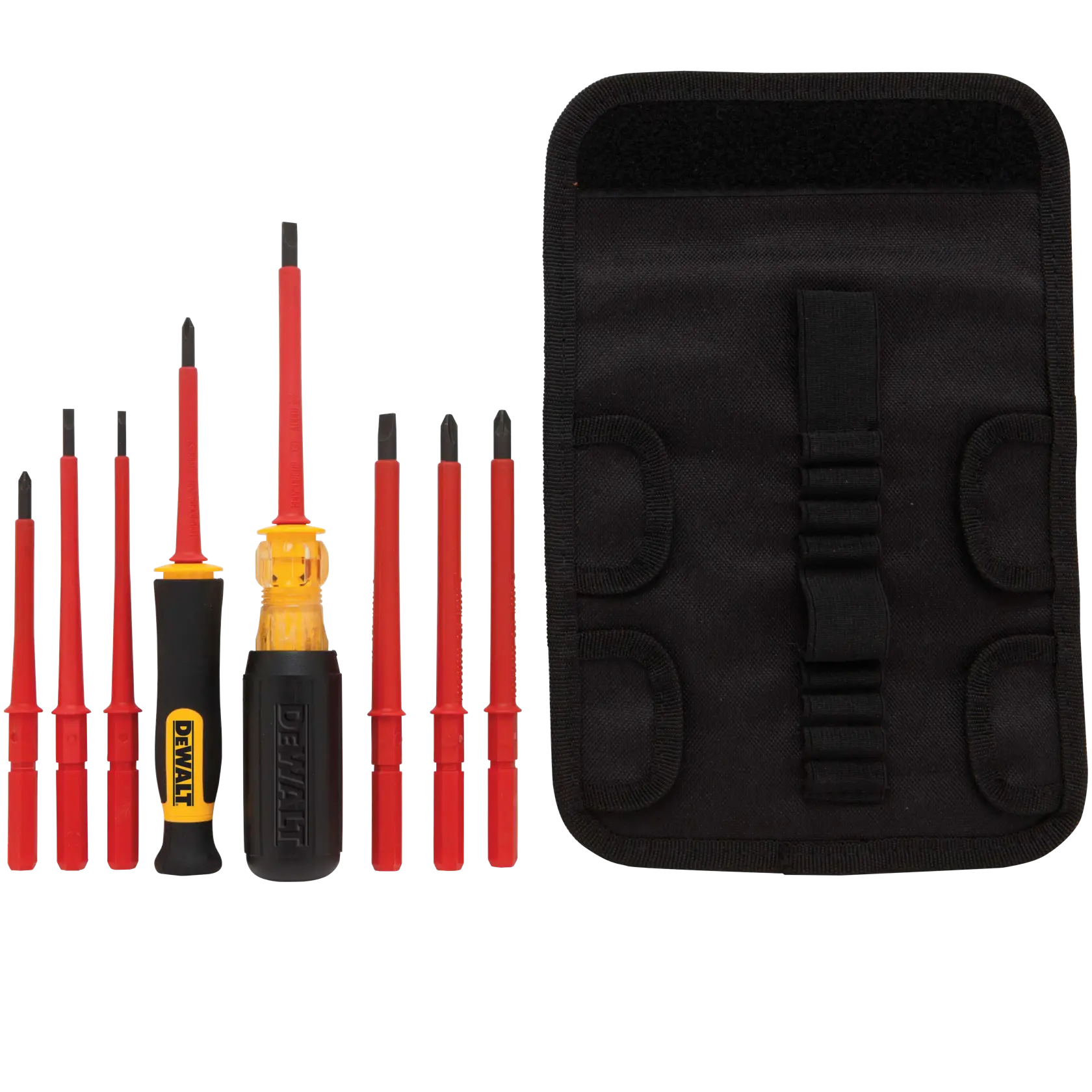 Insulated Vinyl Grip Screwdriver Set with tool pouch.