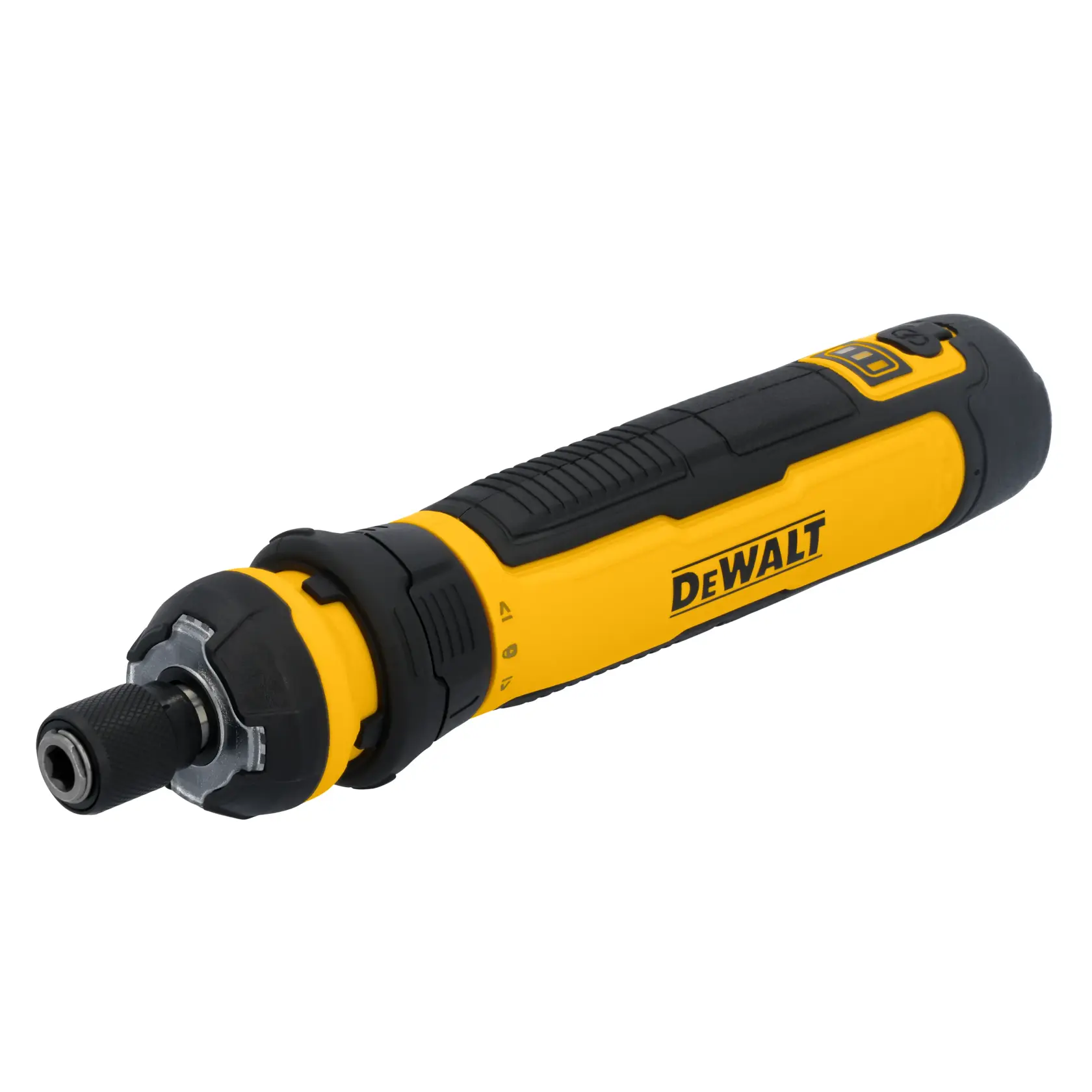DEWALT® DWHT66719 Flexdrive™ USB screwdriver on white at a 3/4 view from the left