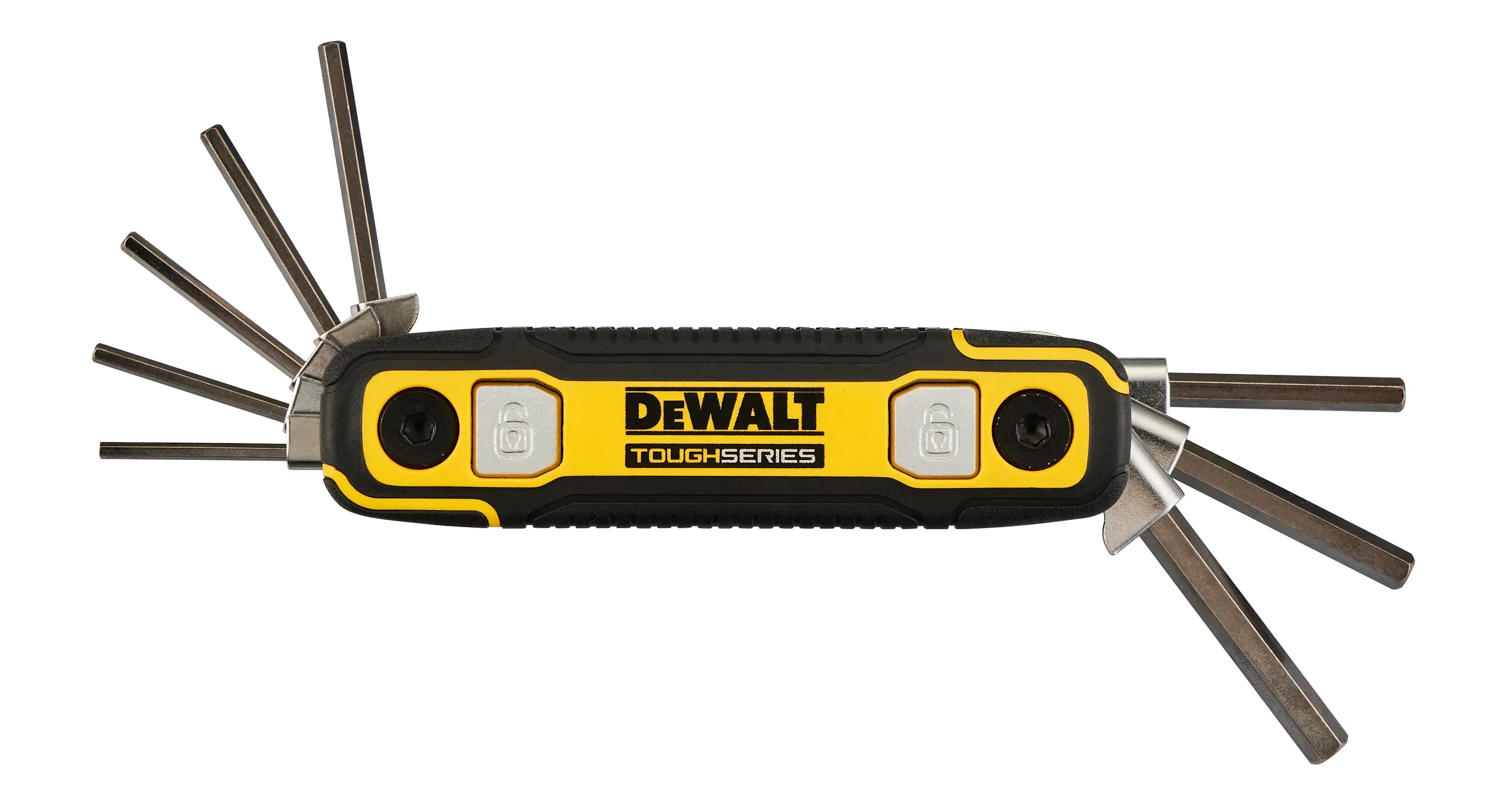 DEWALT® TOUGHSERIES™ DWHT70266 SAE folding hex key on white at a profile view