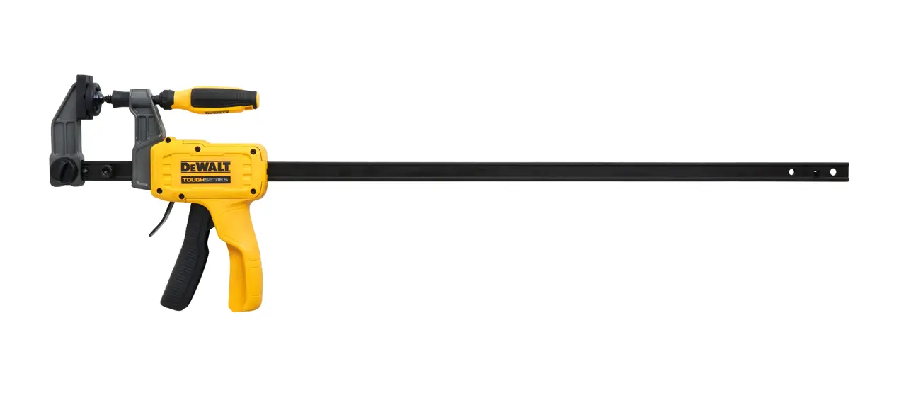 Profile view of Dewalt 24 inch hybrid clamp on white