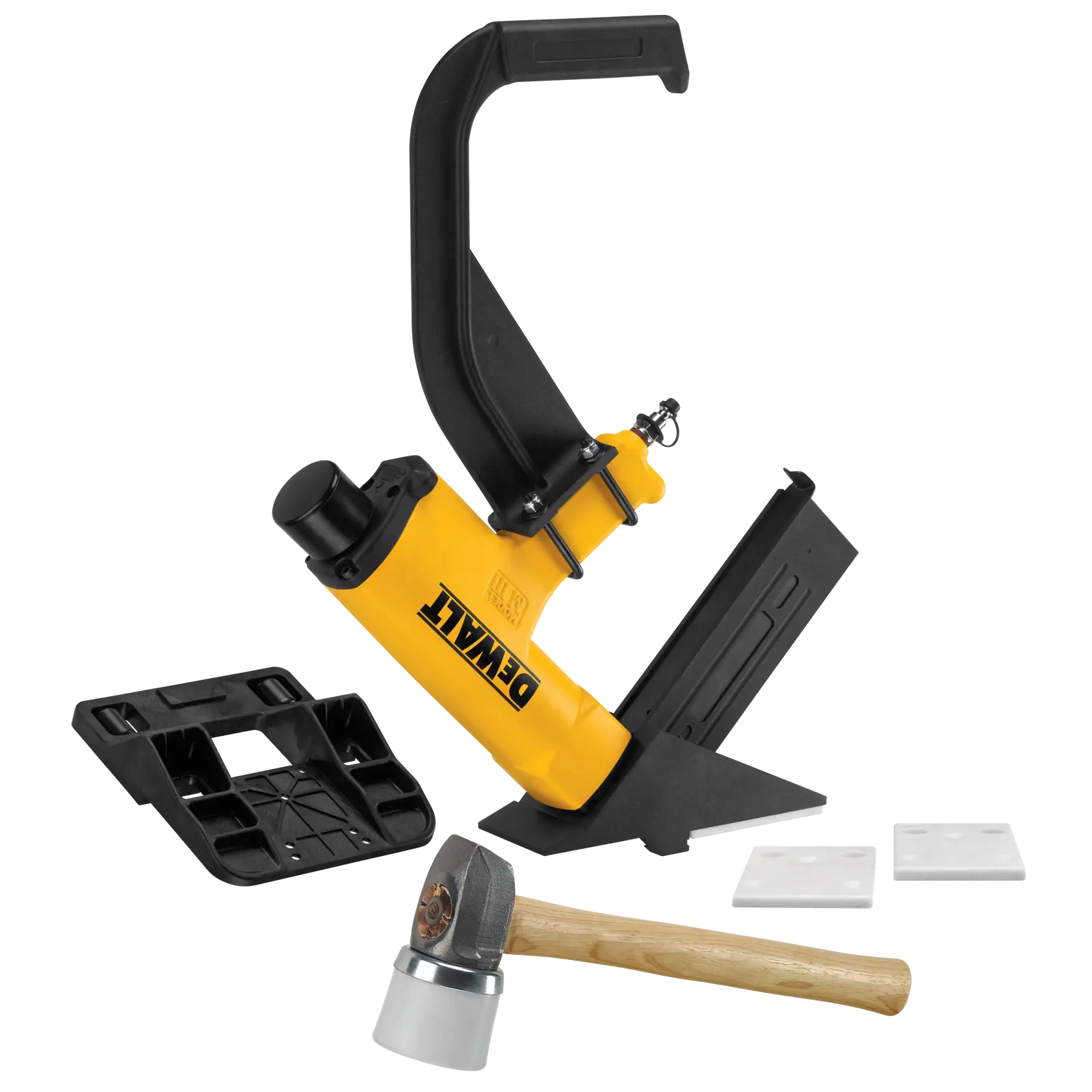 Profile of  15.5 G A Flooring Stapler with other tools.