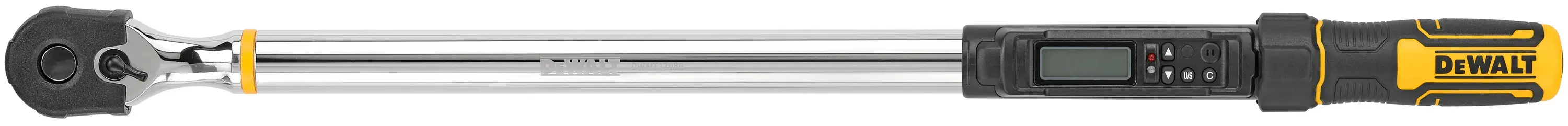 Digital Torque Wrench being shown on white background from above 