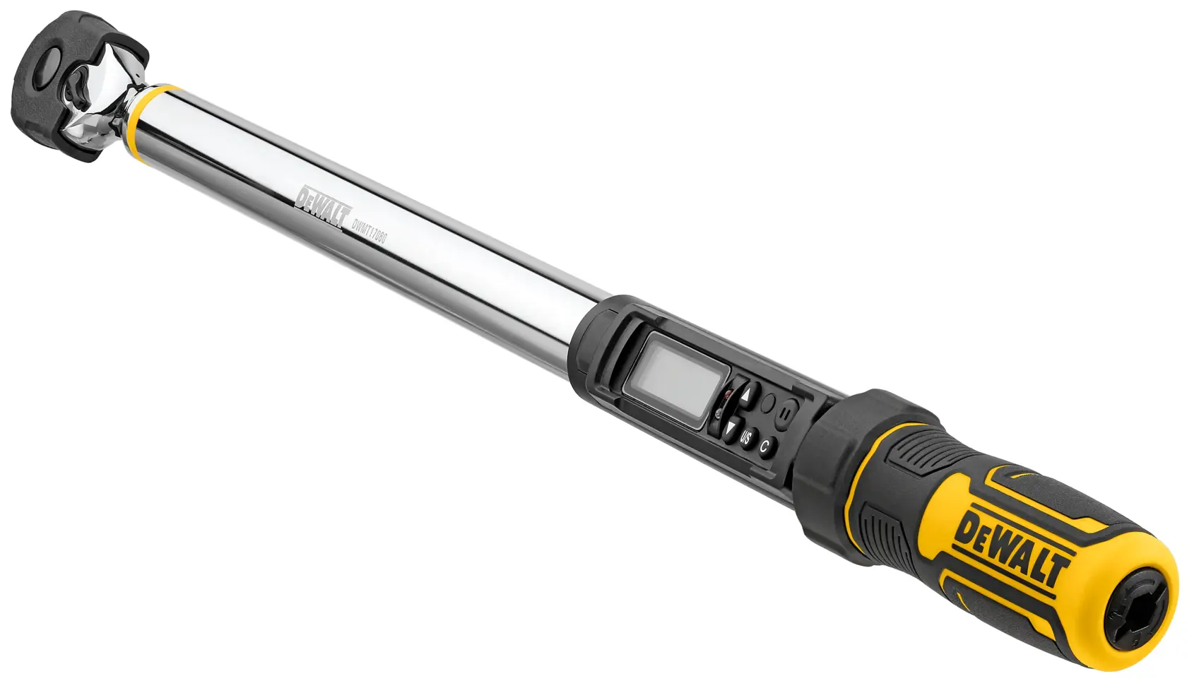 Digital Torque Wrench on white background angled to show handle