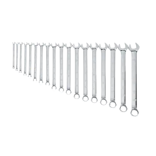 Profile of DEWALT 18 piece combination metric wrench set.