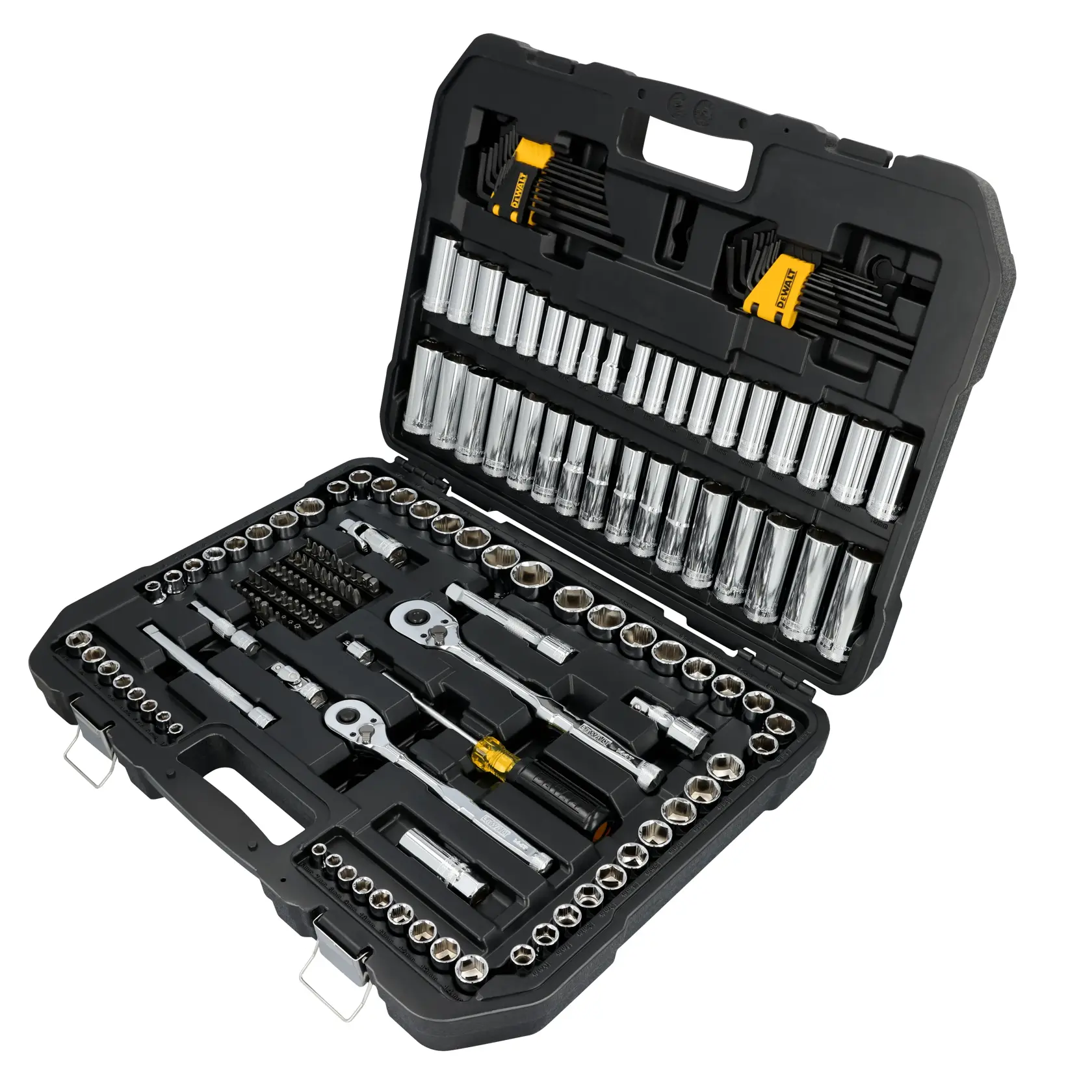DEWALT® TOUGHSERIES™ DWMT45404 Mechanics Set in black case on white at a 3/4 view from the right 