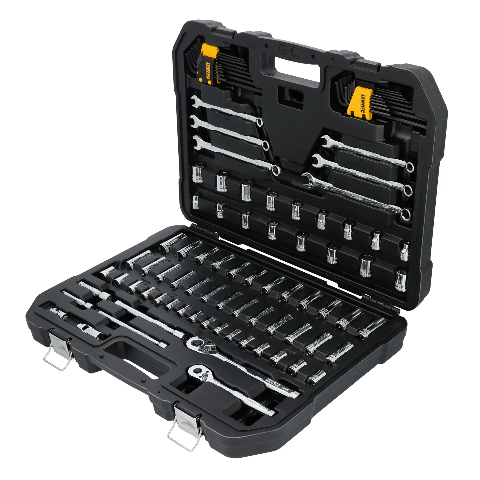 DEWALT® TOUGHSERIES™ DWMT45407 Mechanics Set in black case on white at a 3/4 view from the right 