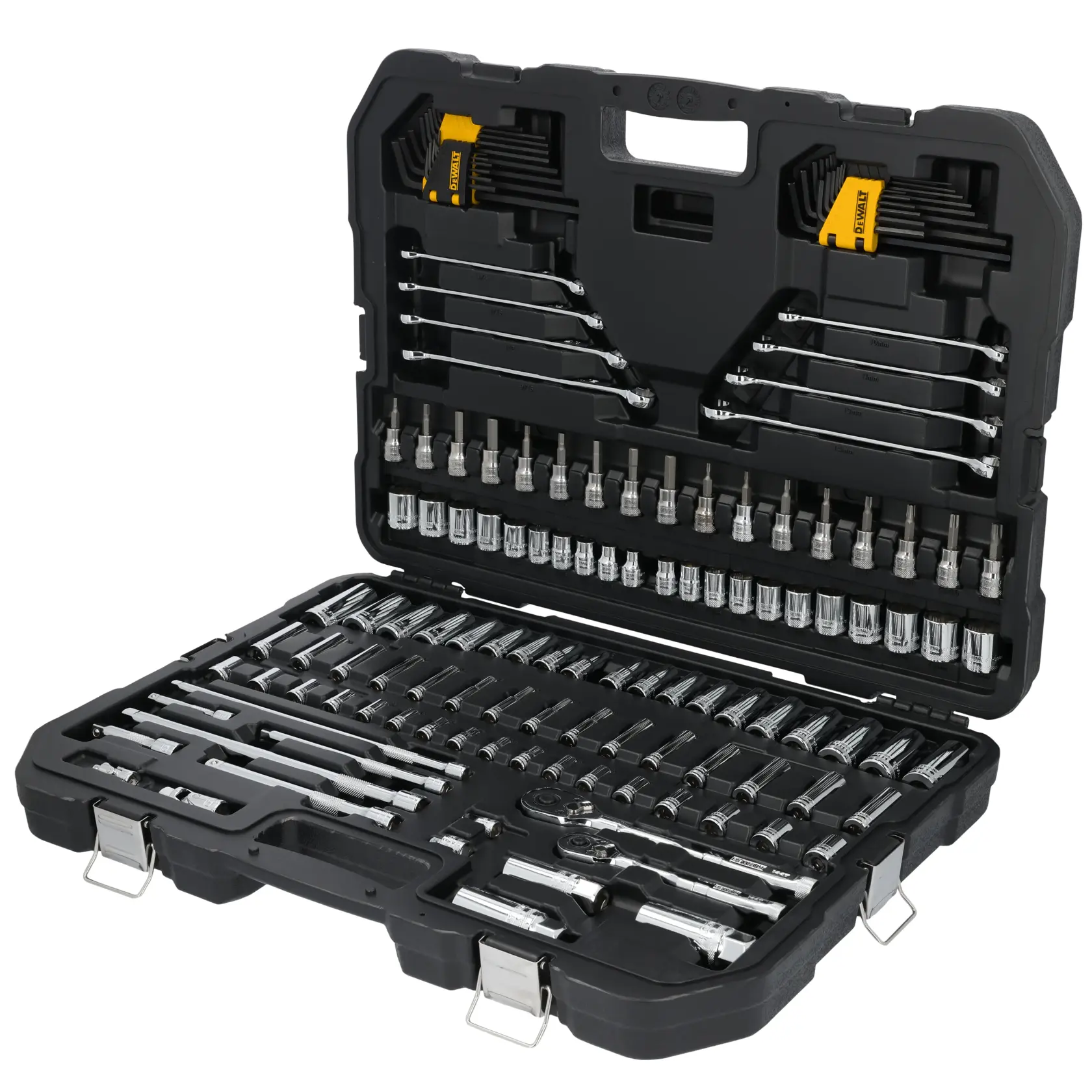 DEWALT® TOUGHSERIES™ DWMT45408 Mechanics Set in black case on white at a 3/4 view from the right 
