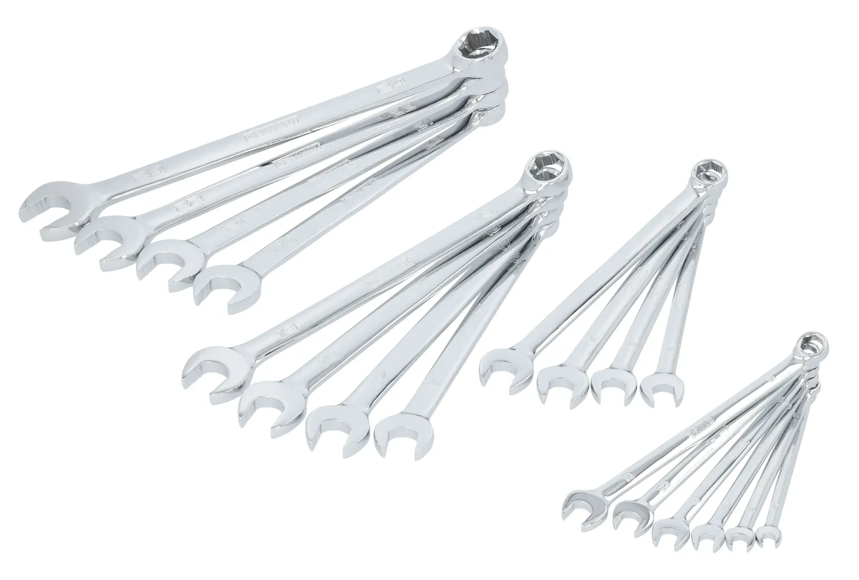 DEWALT® TOUGHSERIES™ DWMT45429 Mechanics Set laid out on white at a profile view