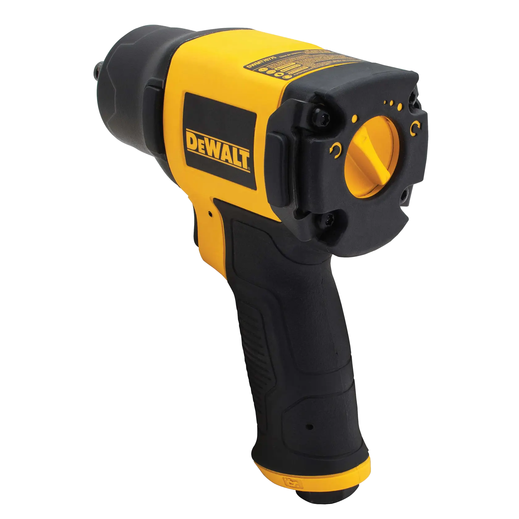 Back side of DEWALT drive impact wrench.